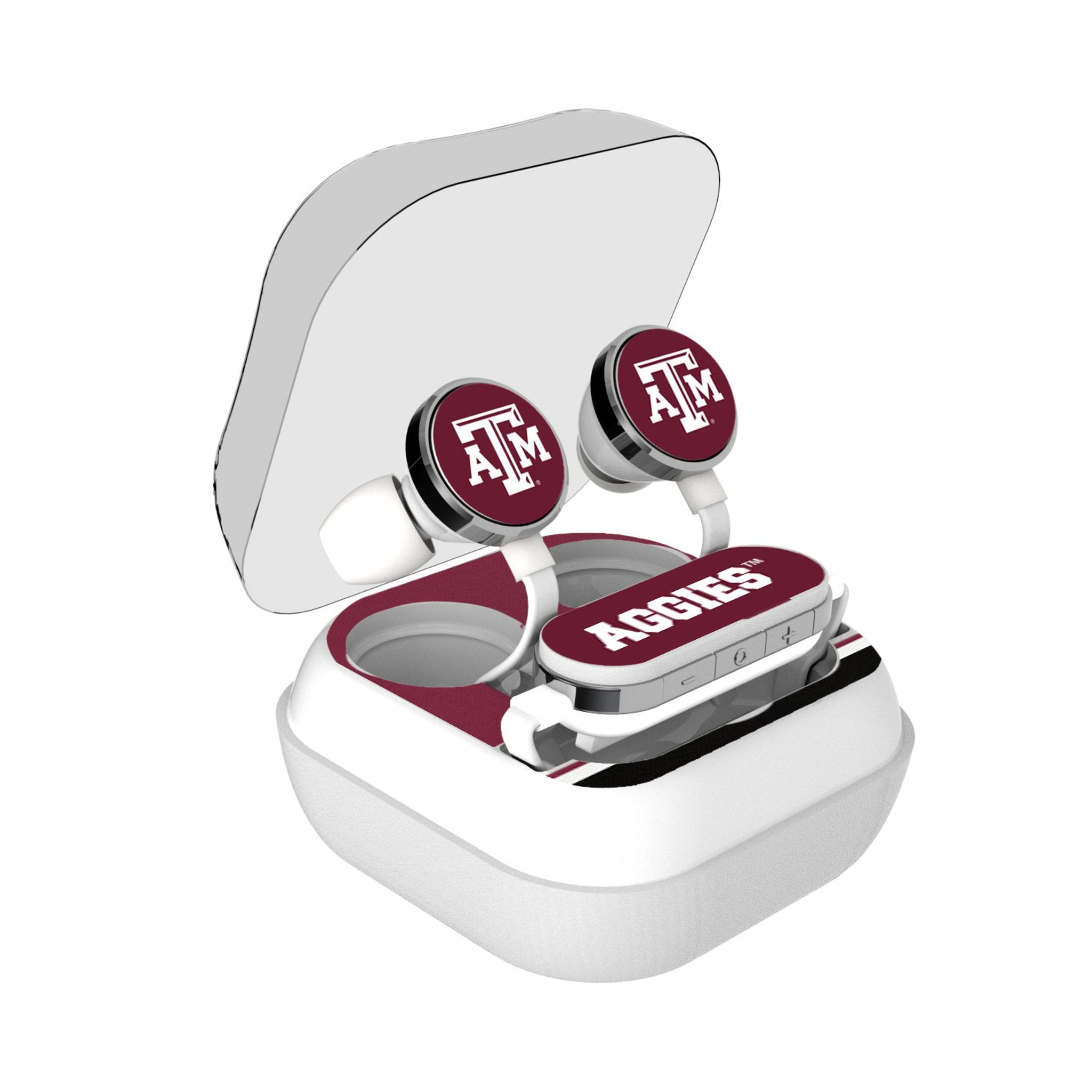 Texas A&M University Aggies Stripe Wireless Earbuds - Sports Gifts, Sports Memorabilia, Sports Collectibles, Fan Shop