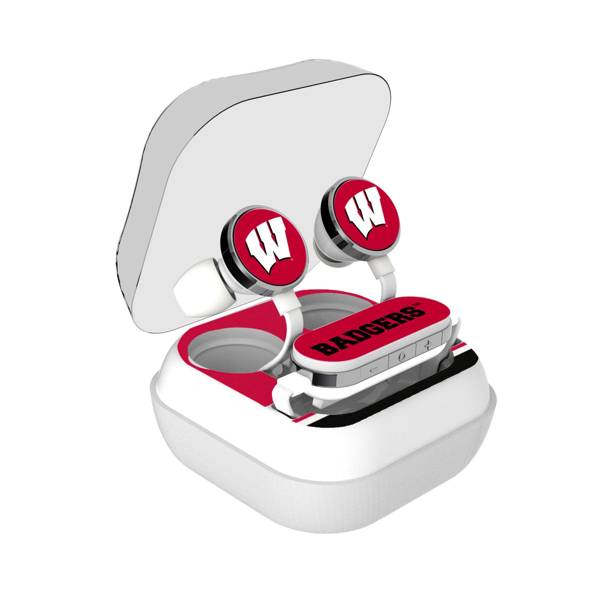 University of Wisconsin Badgers Stripe Wireless Earbuds - Sports Gifts, Sports Memorabilia, Sports Collectibles, Fan Shop