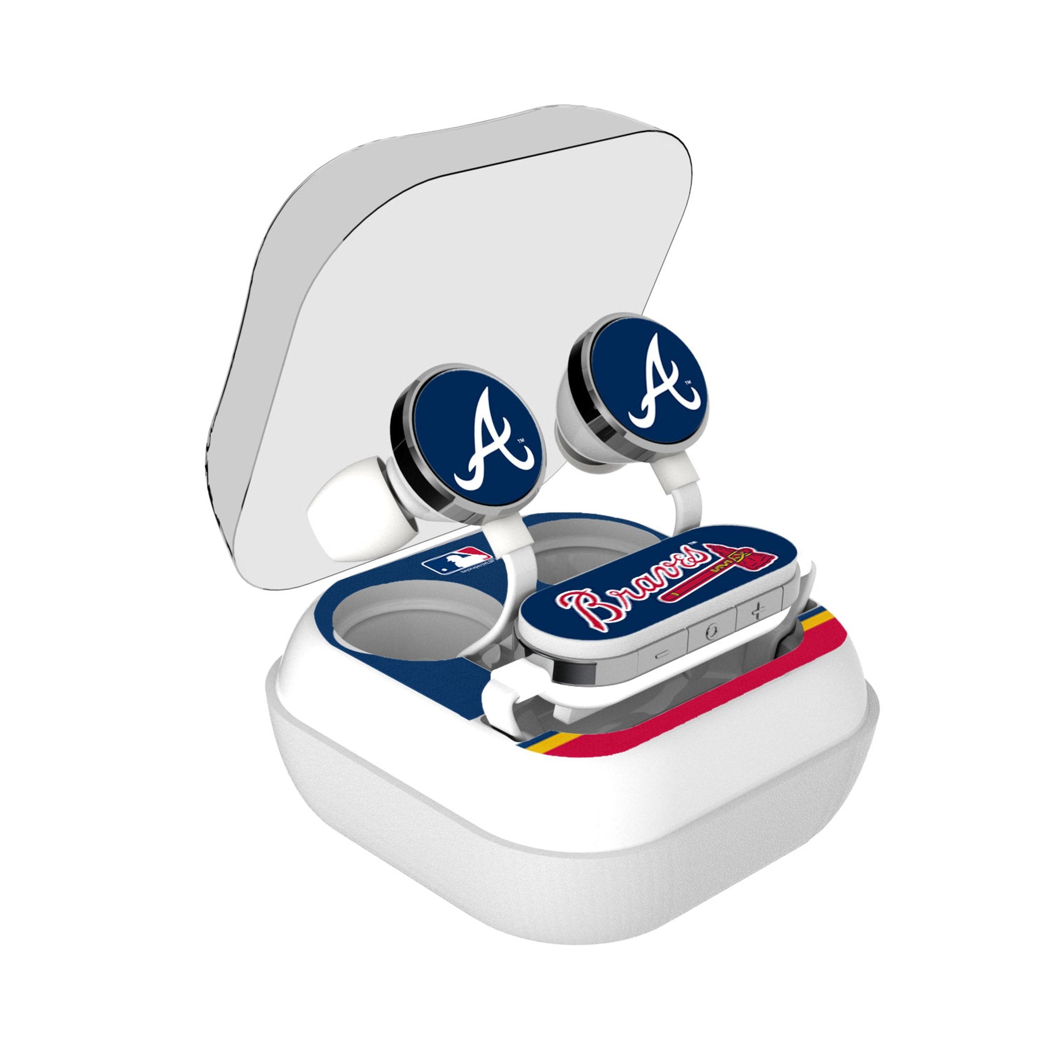 Atlanta Braves Stripe Wireless Earbuds - Sports Gifts, Sports Memorabilia, Sports Collectibles, Fan Shop