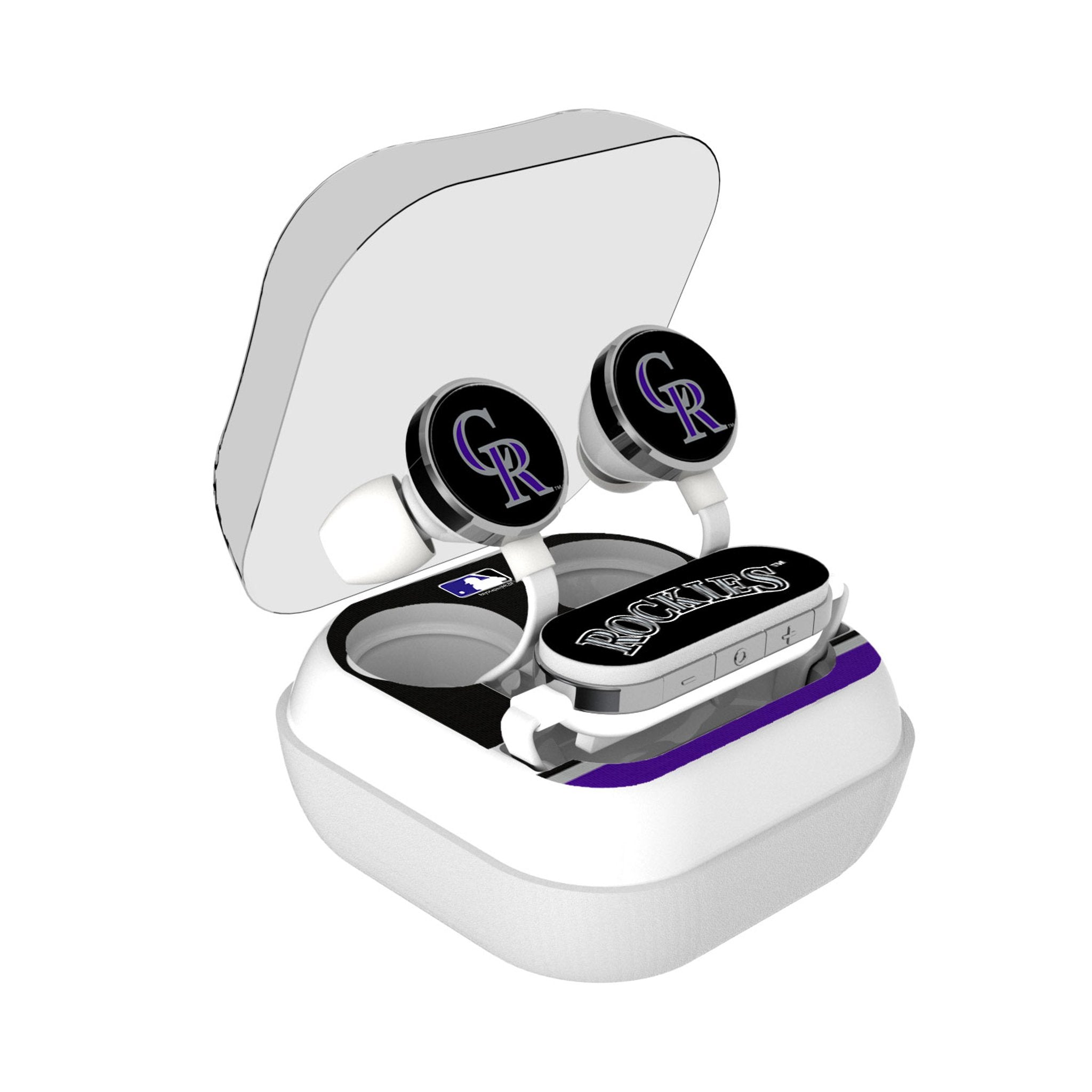 Colorado Rockies Stripe Wireless Earbuds - Sports Gifts, Sports Memorabilia, Sports Collectibles, Fan Shop