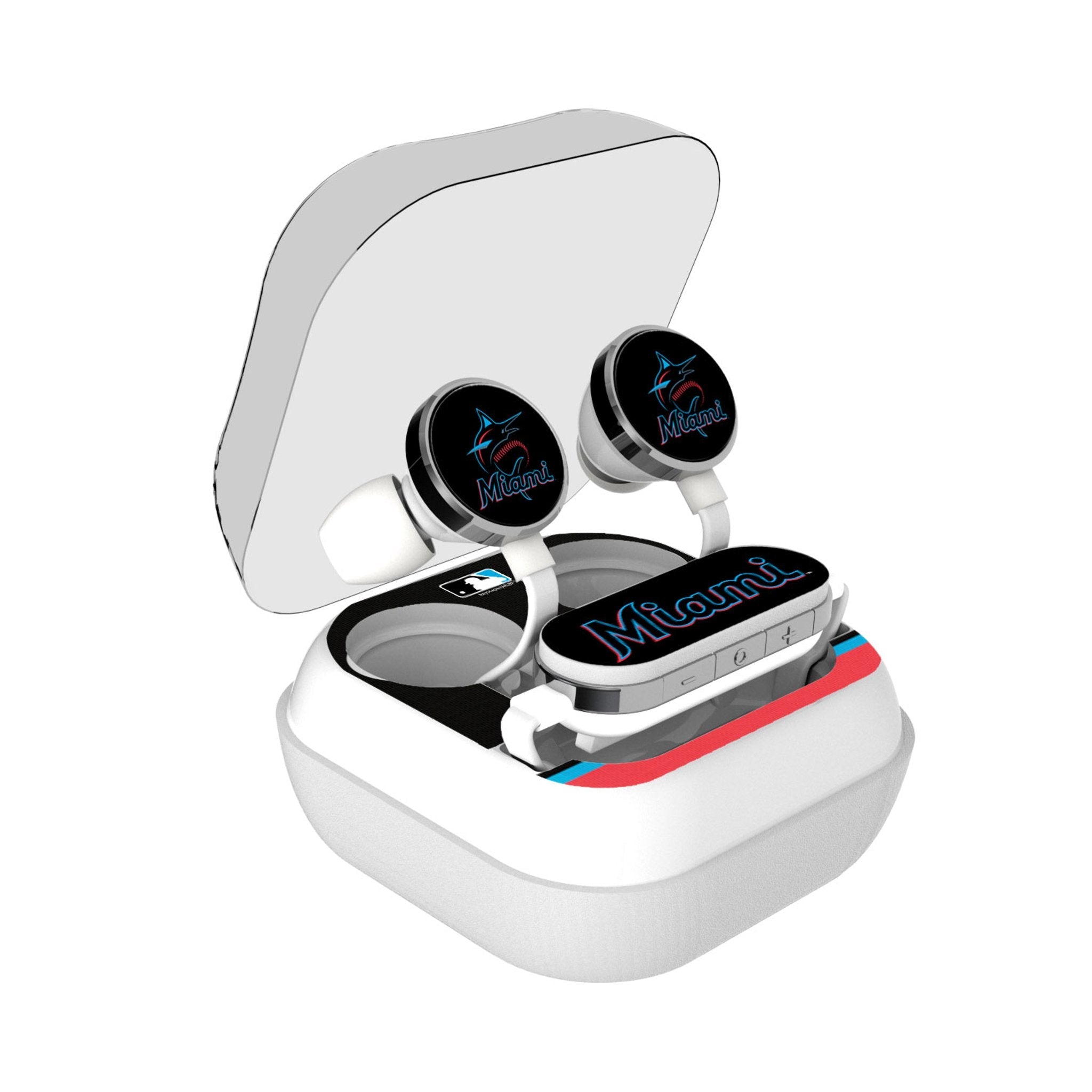 Miami Marlins Stripe Wireless Earbuds - Sports Gifts, Sports Memorabilia, Sports Collectibles, Fan Shop