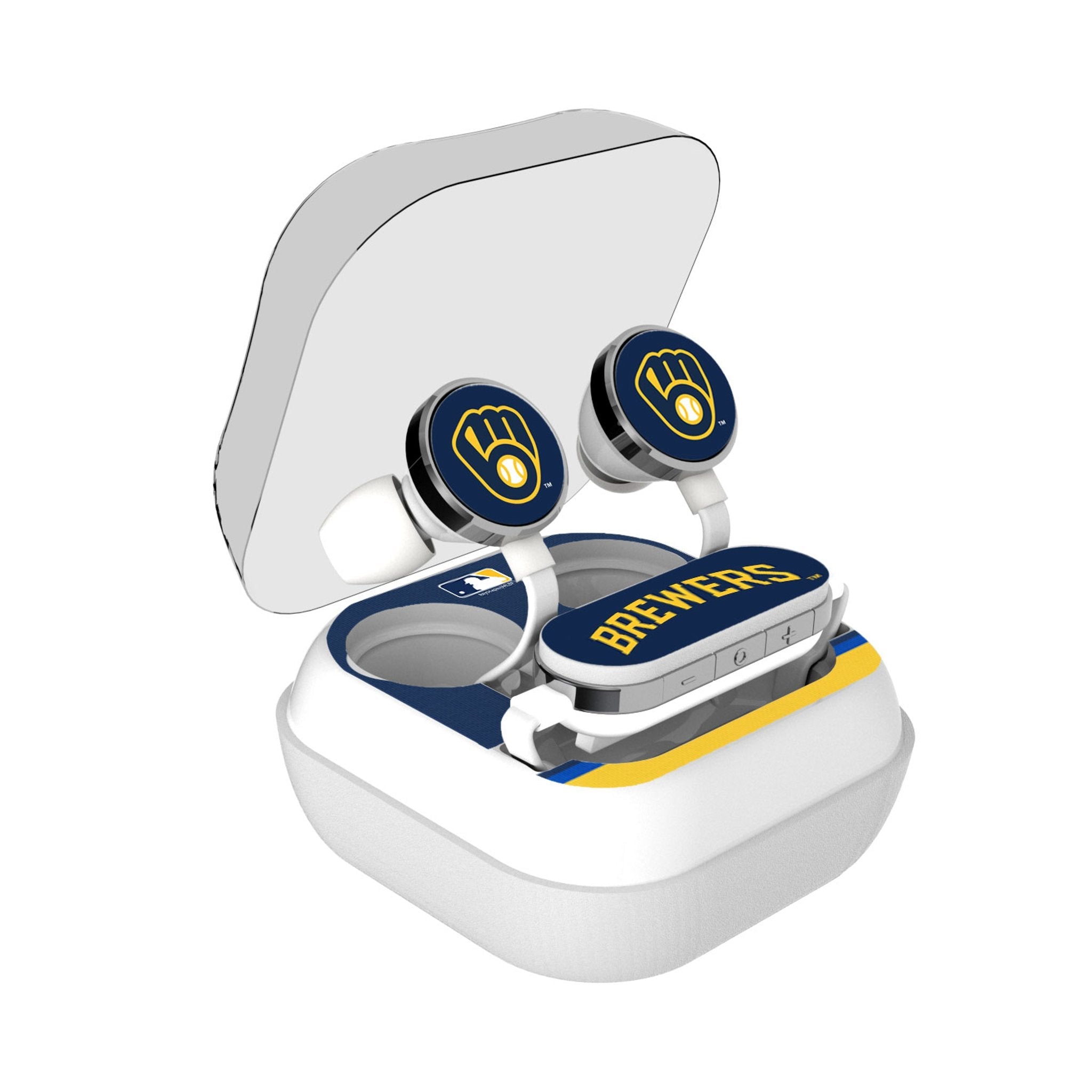 Milwaukee Brewers Stripe Wireless Earbuds - Sports Gifts, Sports Memorabilia, Sports Collectibles, Fan Shop