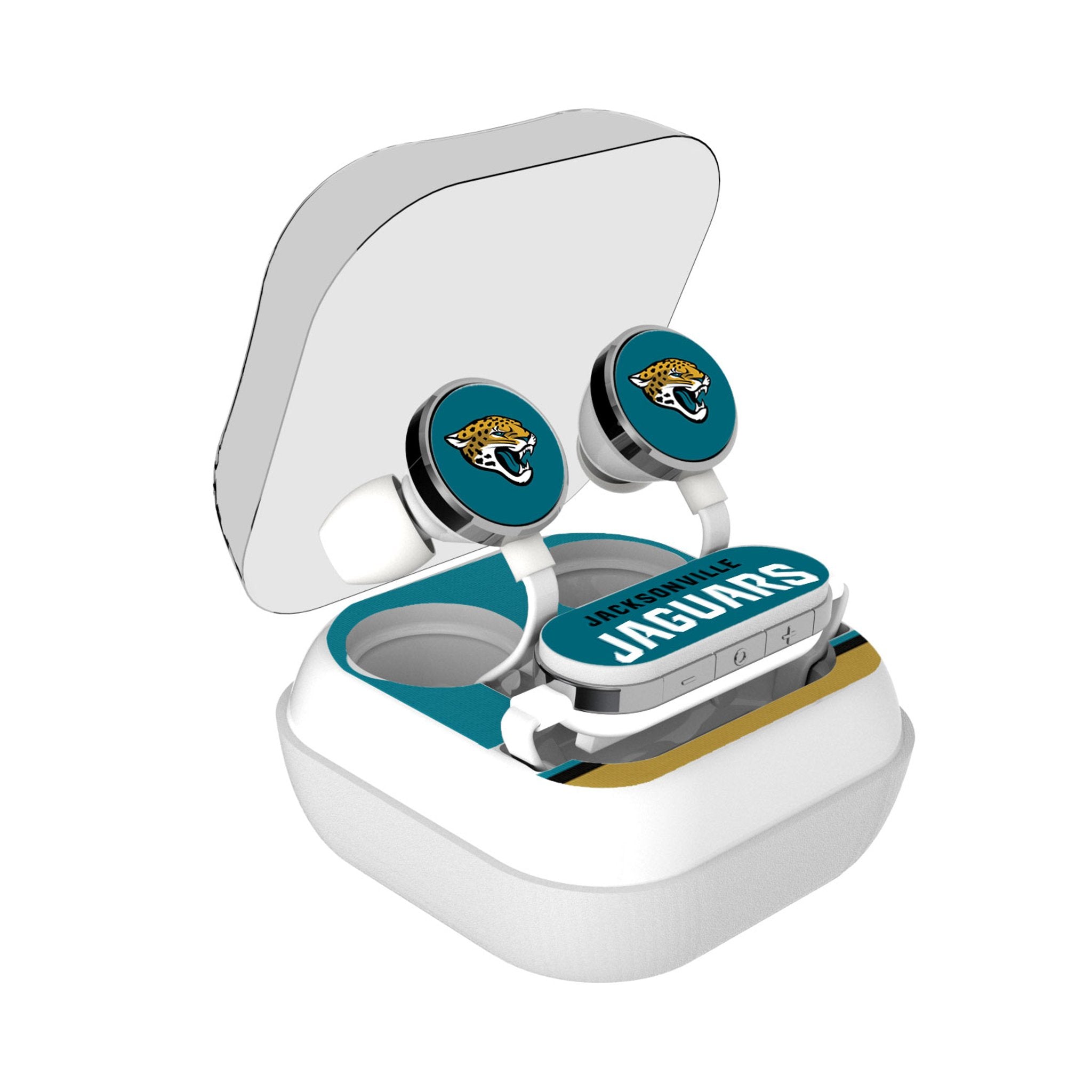Jacksonville Jaguars Stripe Wireless Earbuds - Sports Gifts, Sports Memorabilia, Sports Collectibles, Fan Shop