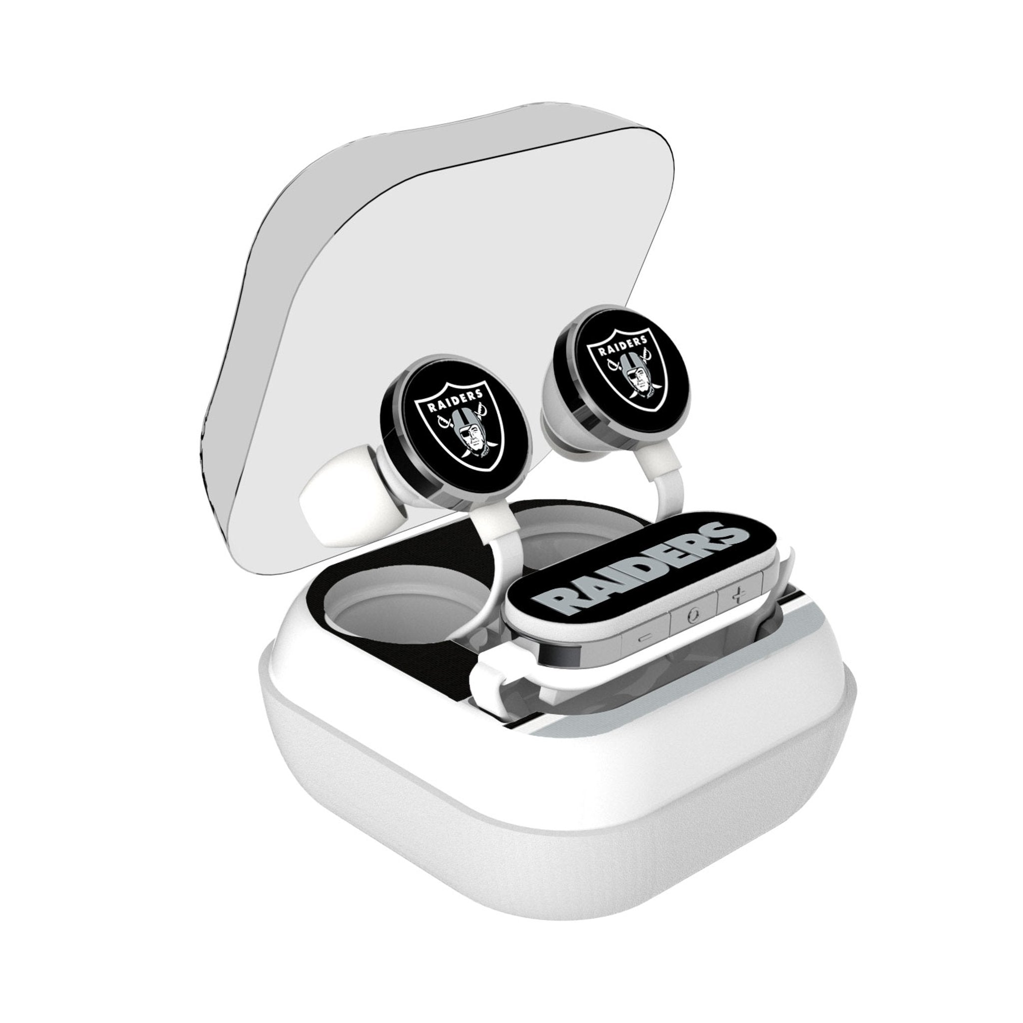 Las Vegas Raiders Stripe Wireless Earbuds - Sports Gifts, Sports Memorabilia, Sports Collectibles, Fan Shop