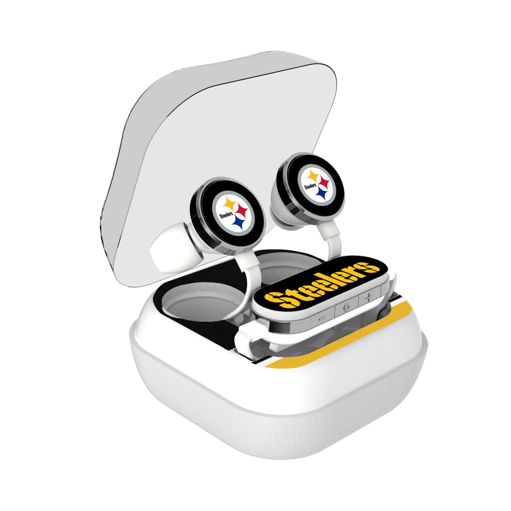 Pittsburgh Steelers Stripe Wireless Earbuds - Sports Gifts, Sports Memorabilia, Sports Collectibles, Fan Shop
