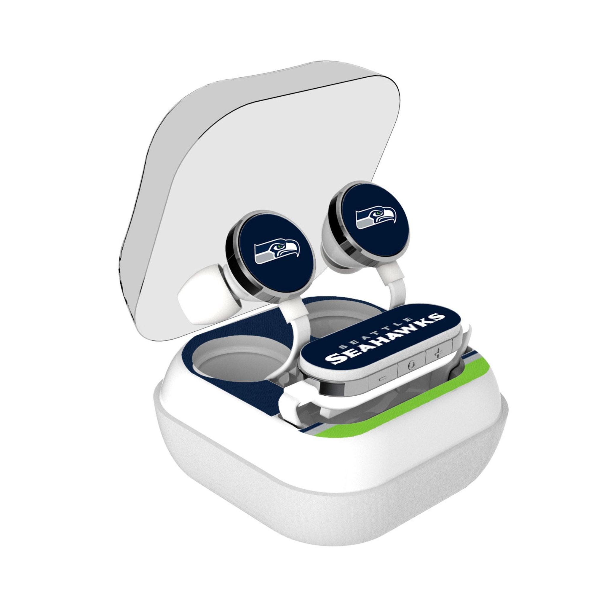 Seattle Seahawks Stripe Wireless Earbuds - Sports Gifts, Sports Memorabilia, Sports Collectibles, Fan Shop