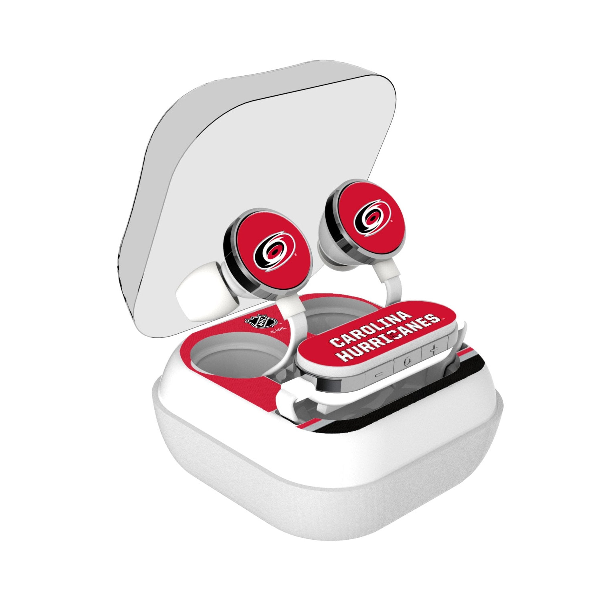 Carolina Hurricanes Stripe Wireless Earbuds - Sports Gifts, Sports Memorabilia, Sports Collectibles, Fan Shop