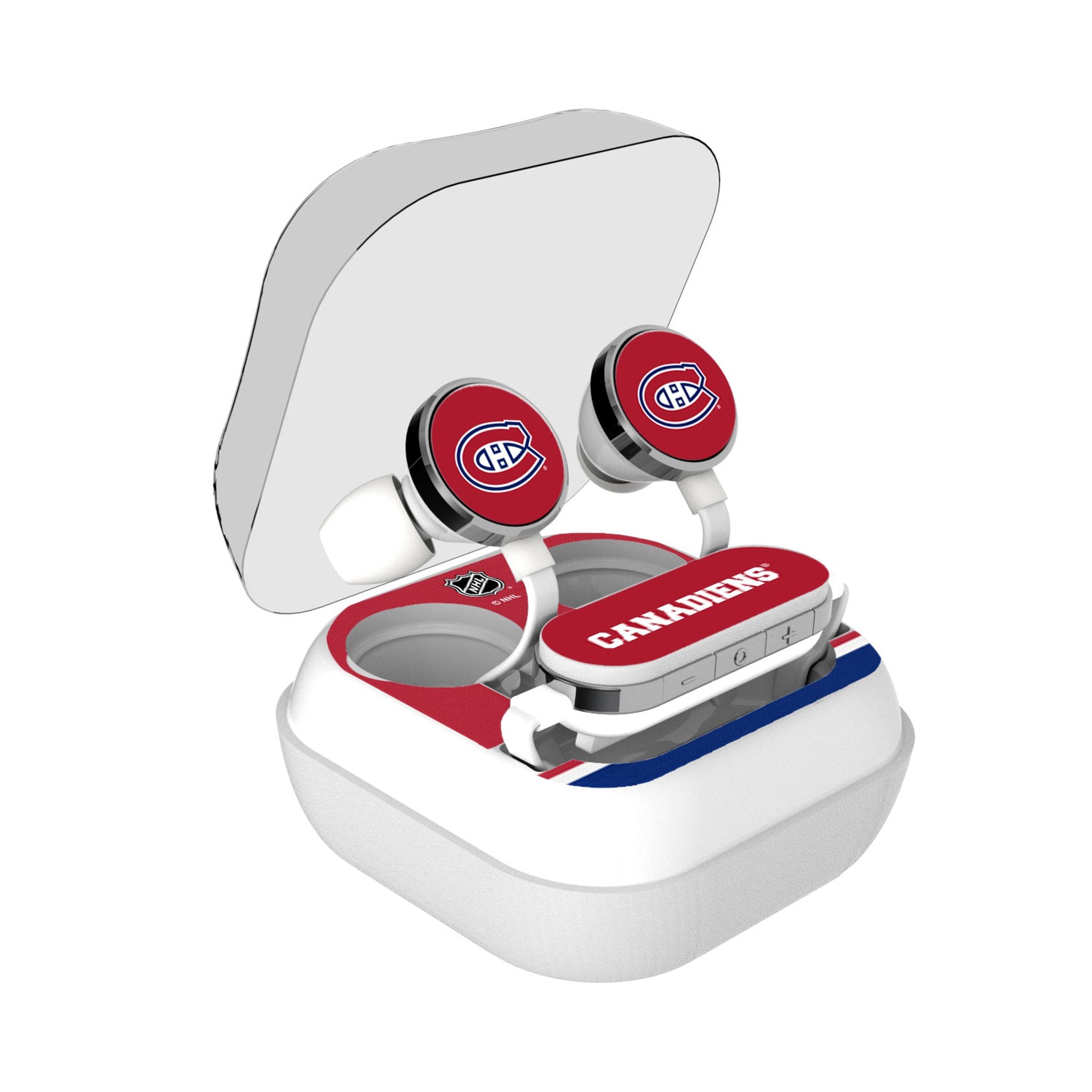 Montreal Canadiens Stripe Wireless Earbuds - Sports Gifts, Sports Memorabilia, Sports Collectibles, Fan Shop