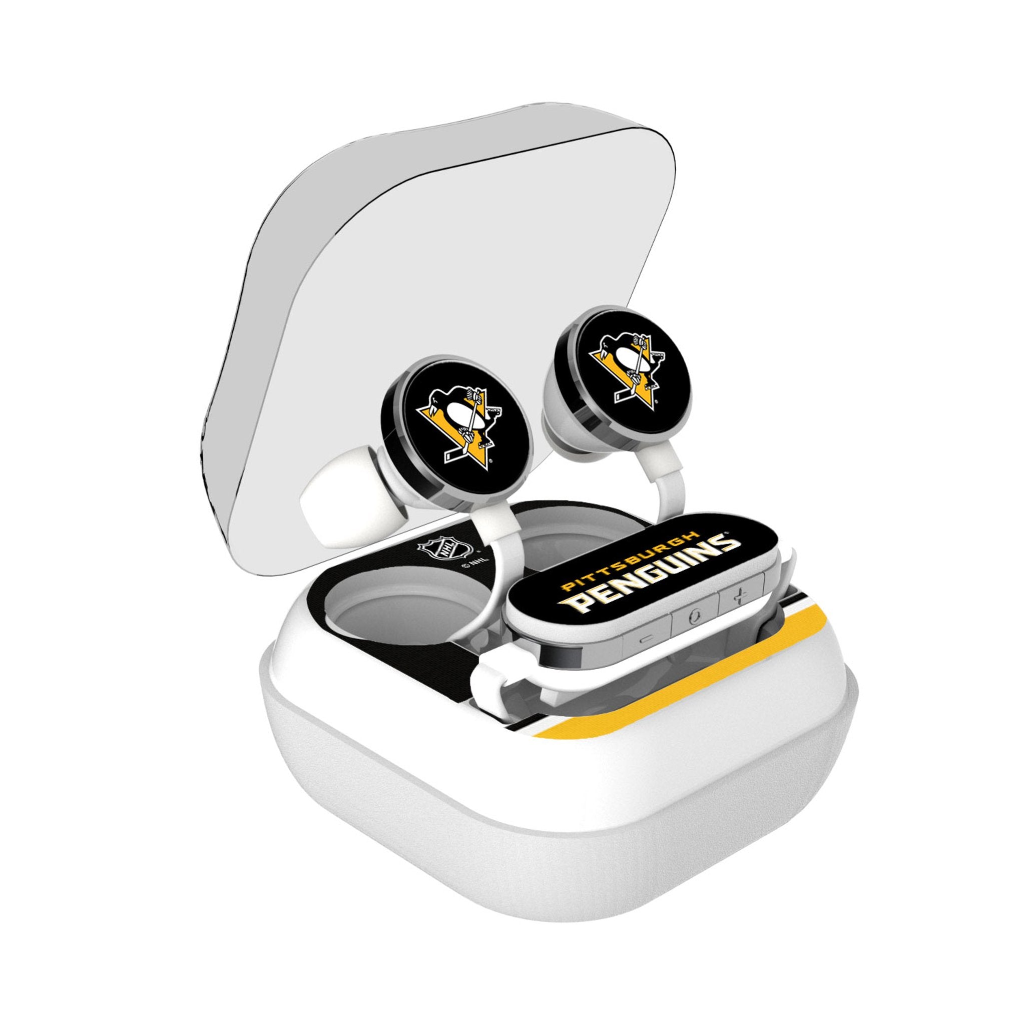 Pittsburgh Penguins Stripe Wireless Earbuds - Sports Gifts, Sports Memorabilia, Sports Collectibles, Fan Shop