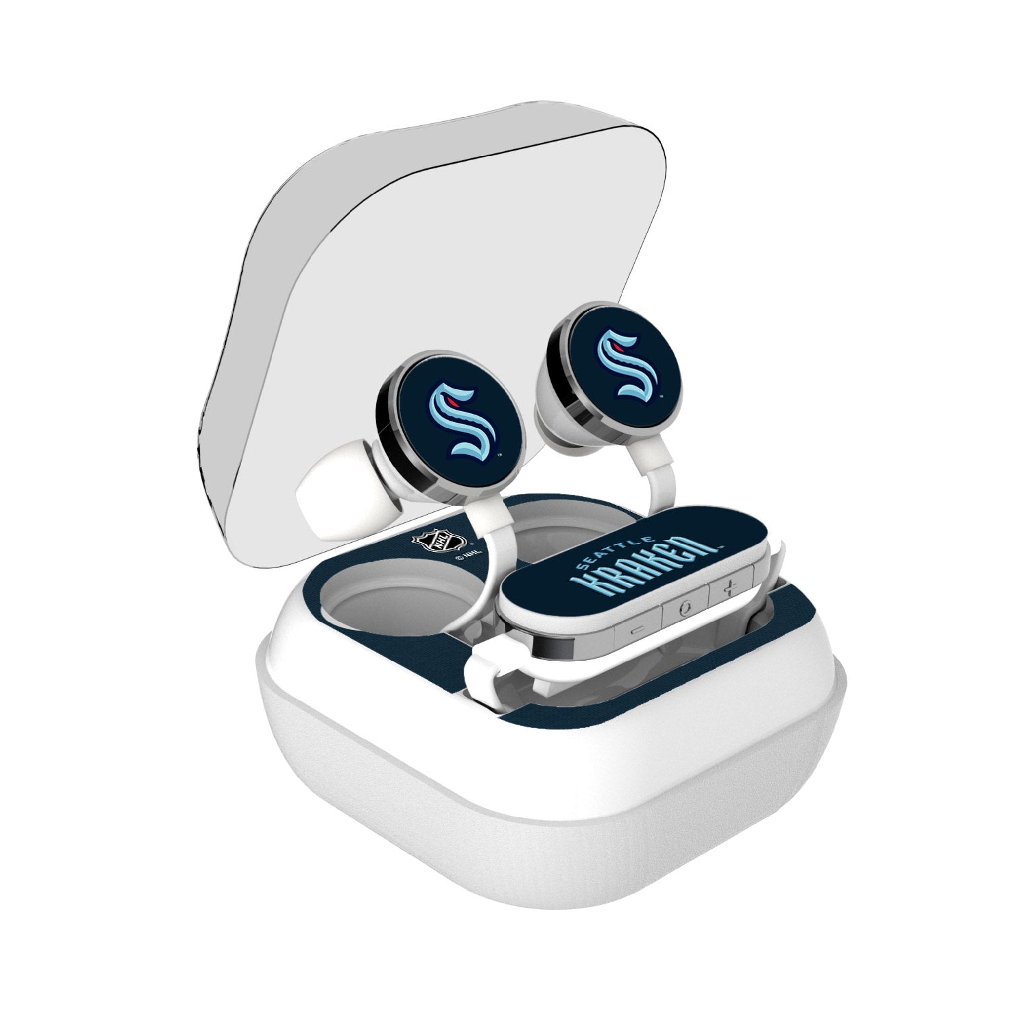 Seattle Kraken Stripe Wireless Earbuds - Sports Gifts, Sports Memorabilia, Sports Collectibles, Fan Shop