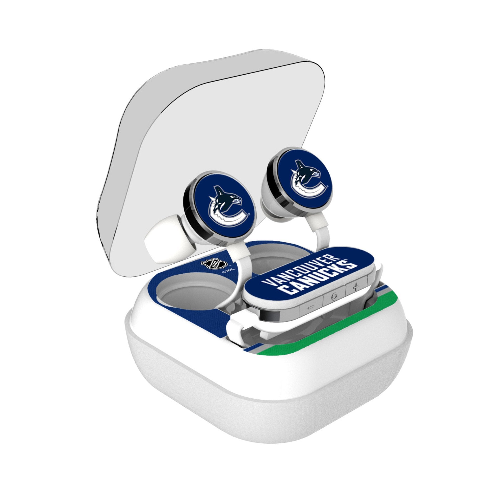 Vancouver Canucks Stripe Wireless Earbuds - Sports Gifts, Sports Memorabilia, Sports Collectibles, Fan Shop