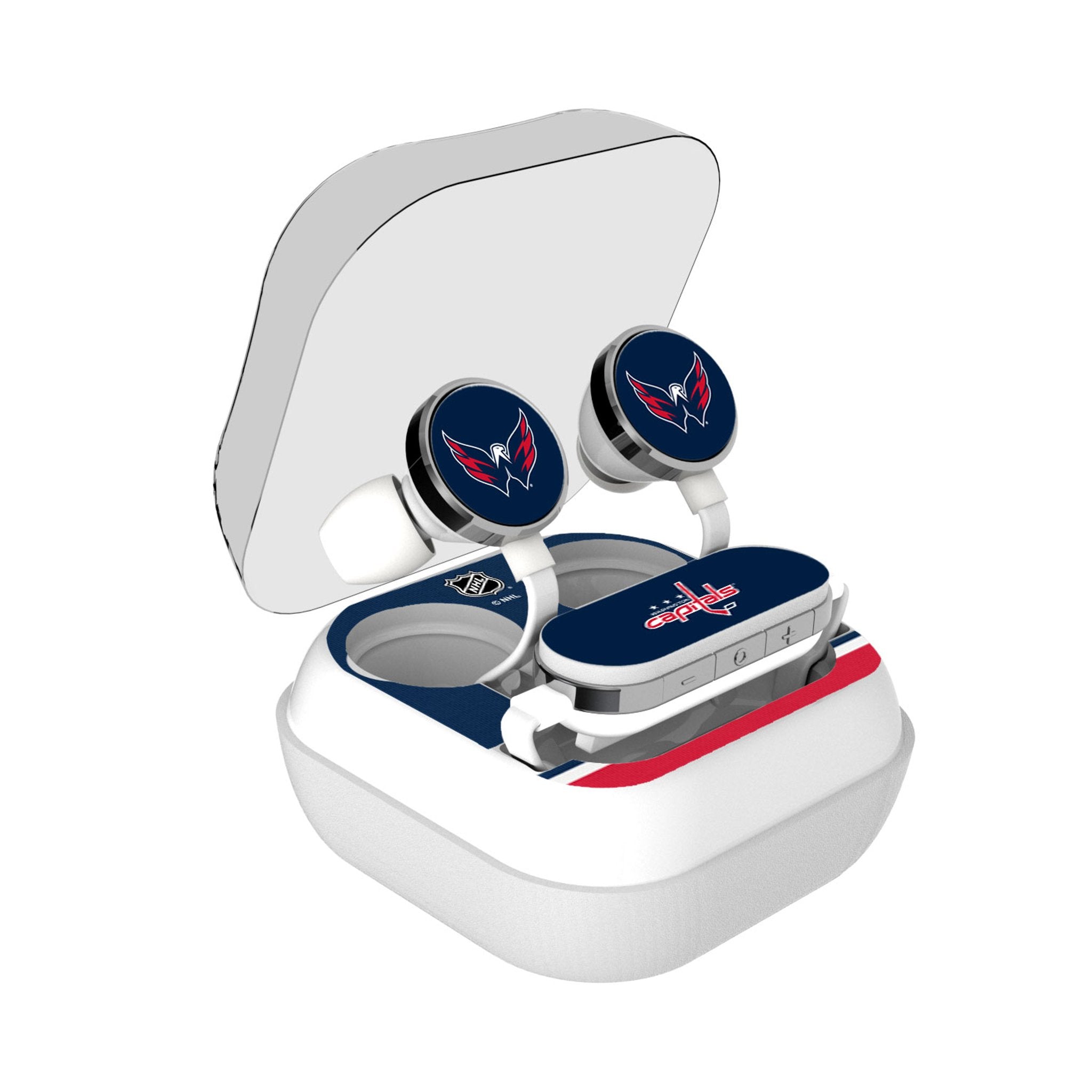 Washington Capitals Stripe Wireless Earbuds - Sports Gifts, Sports Memorabilia, Sports Collectibles, Fan Shop