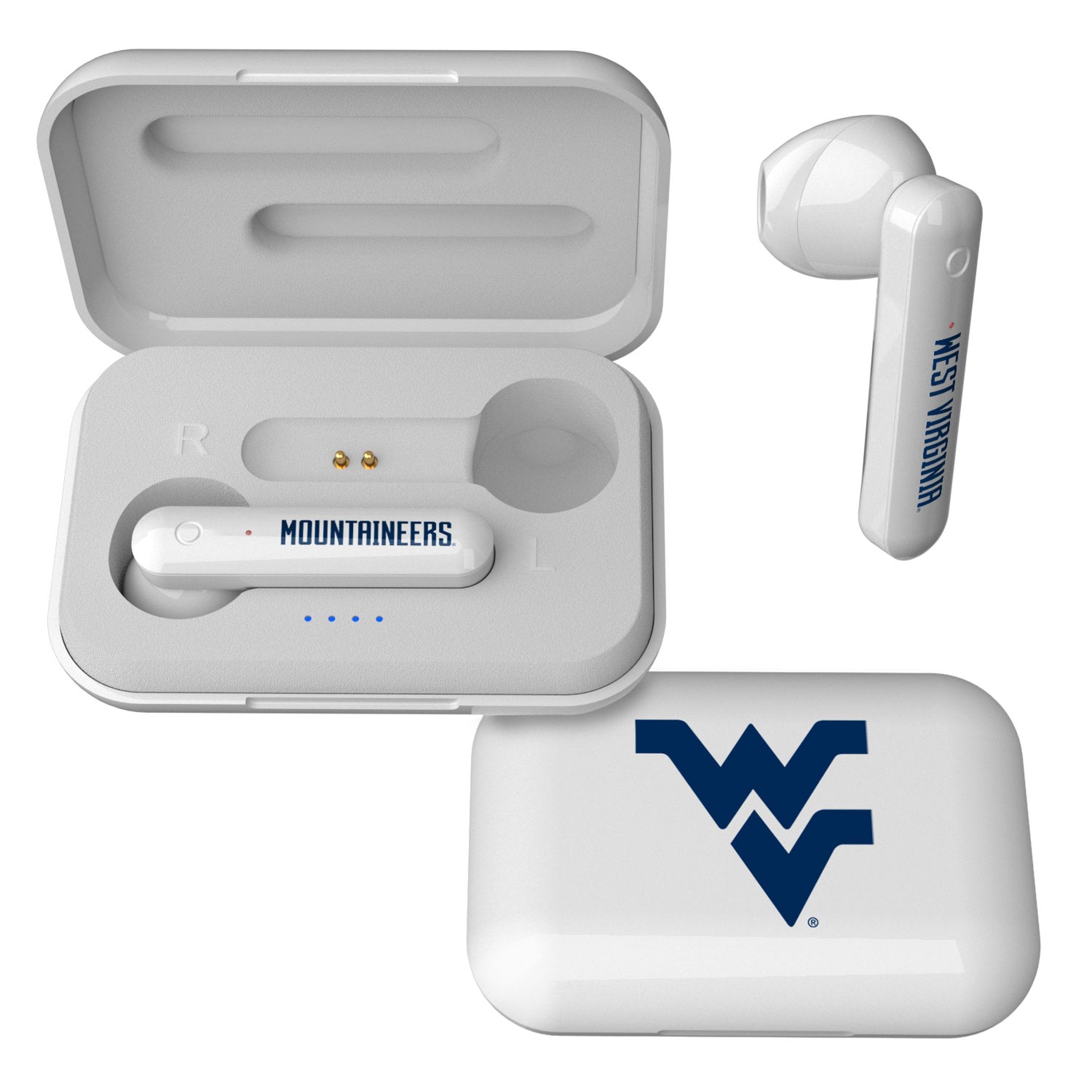 West Virginia University Mountaineers Insignia Wireless TWS Earbuds - Sports Gifts, Sports Memorabilia, Sports Collectibles, Fan Shop