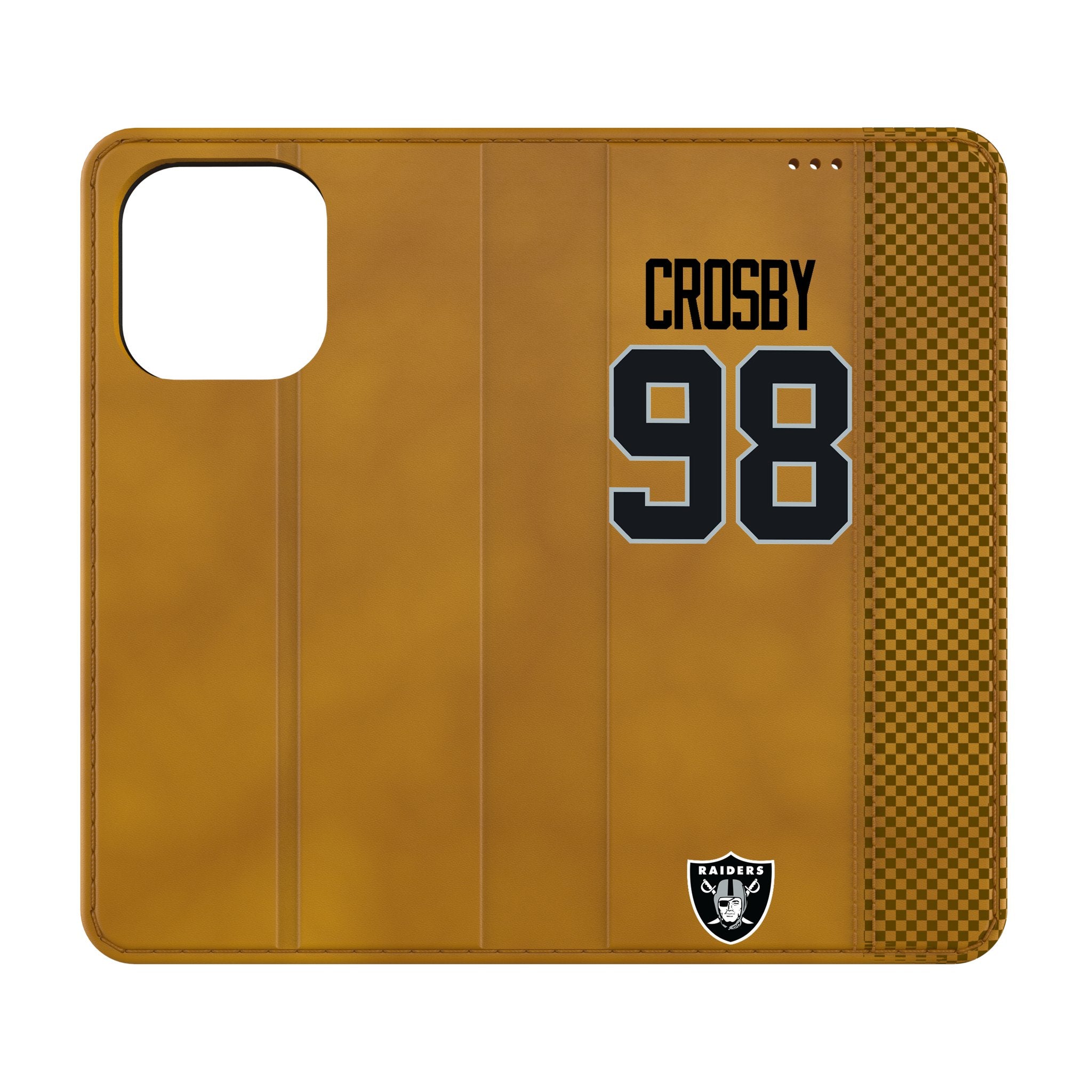 Maxx Crosby Las Vegas Raiders 98 Game Tactic Folio Phone Case for Apple iPhone - Sports Gifts, Sports Memorabilia, Sports Collectibles, Fan Shop