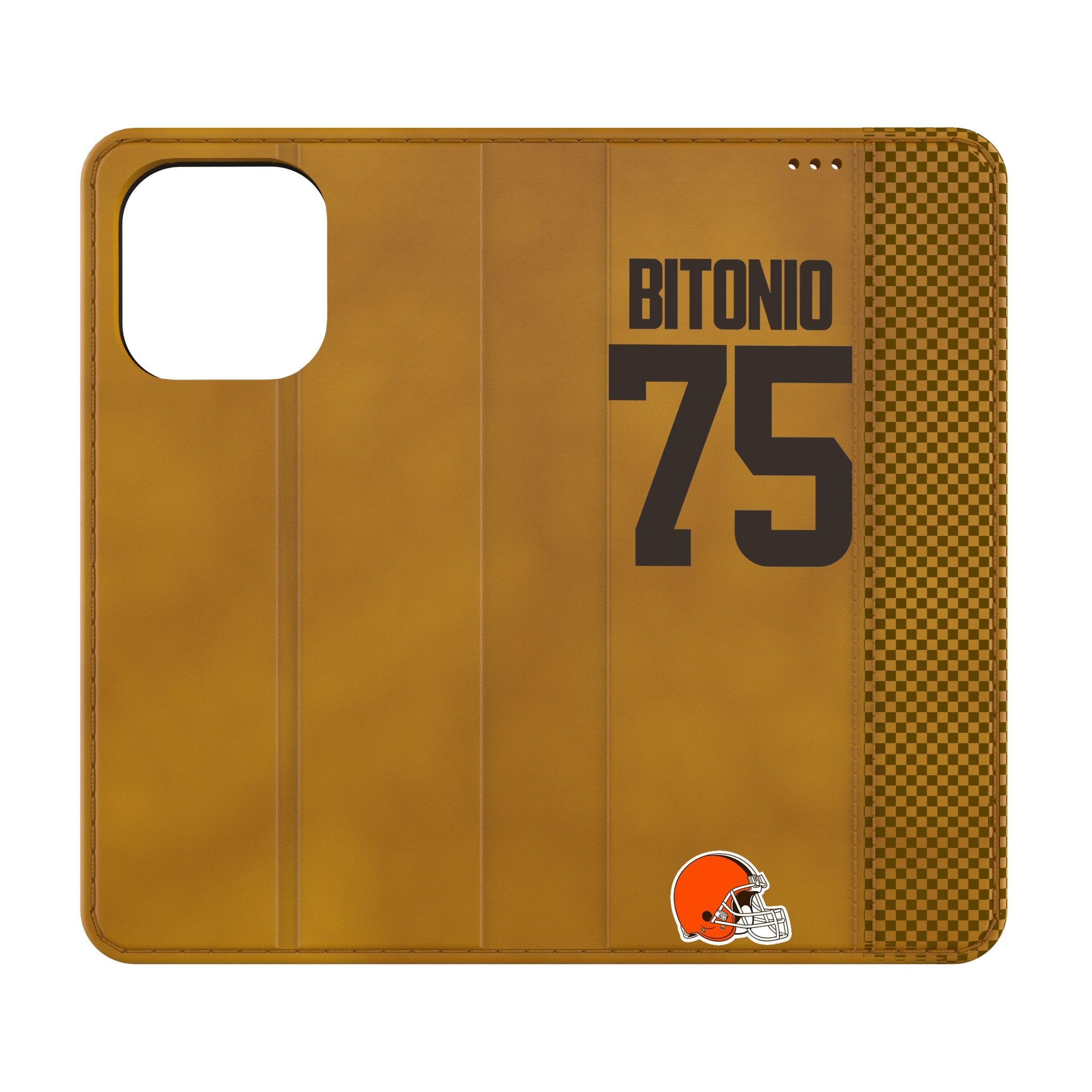 Joel Bitonio Cleveland Browns 75 Game Tactic Folio Phone Case for Apple iPhone - Sports Gifts, Sports Memorabilia, Sports Collectibles, Fan Shop