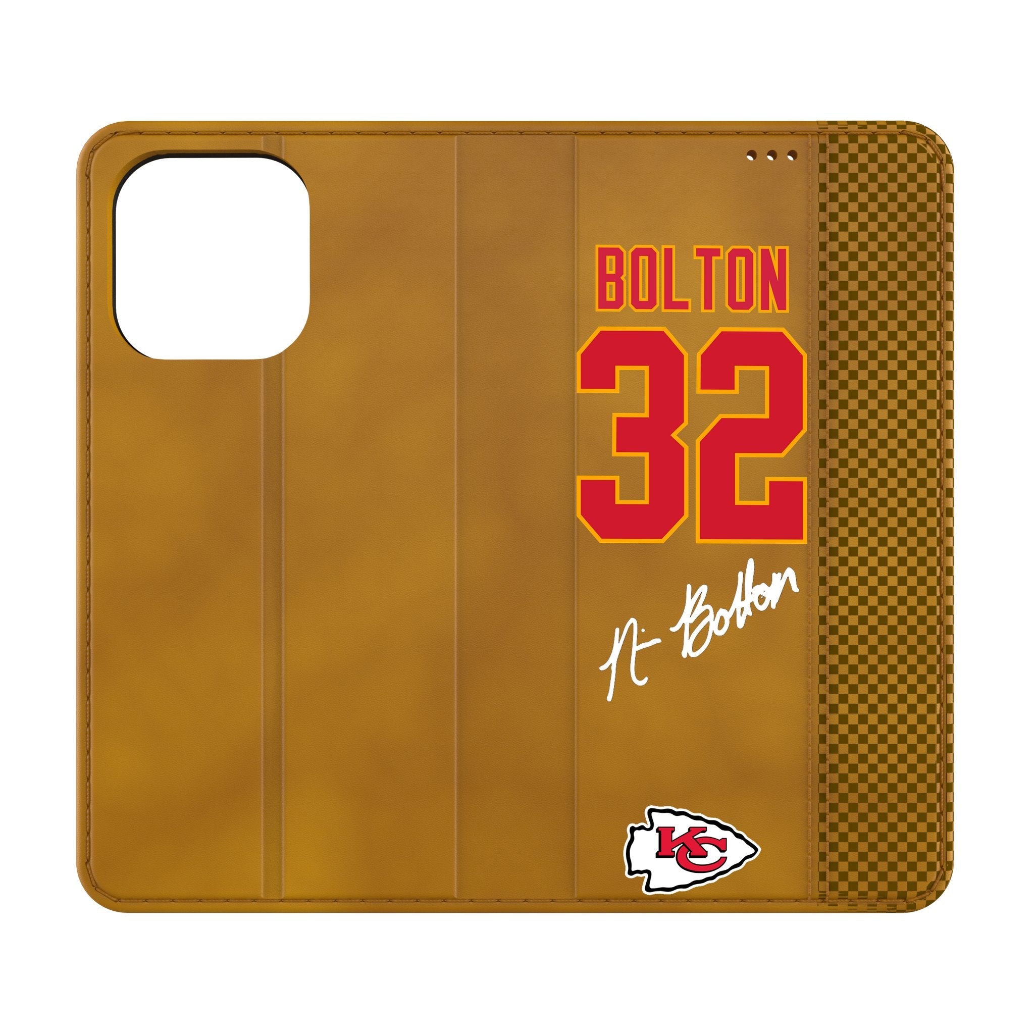 Nick Bolton Kansas City Chiefs 32 Game Tactic Folio Phone Case for Apple iPhone - Sports Gifts, Sports Memorabilia, Sports Collectibles, Fan Shop