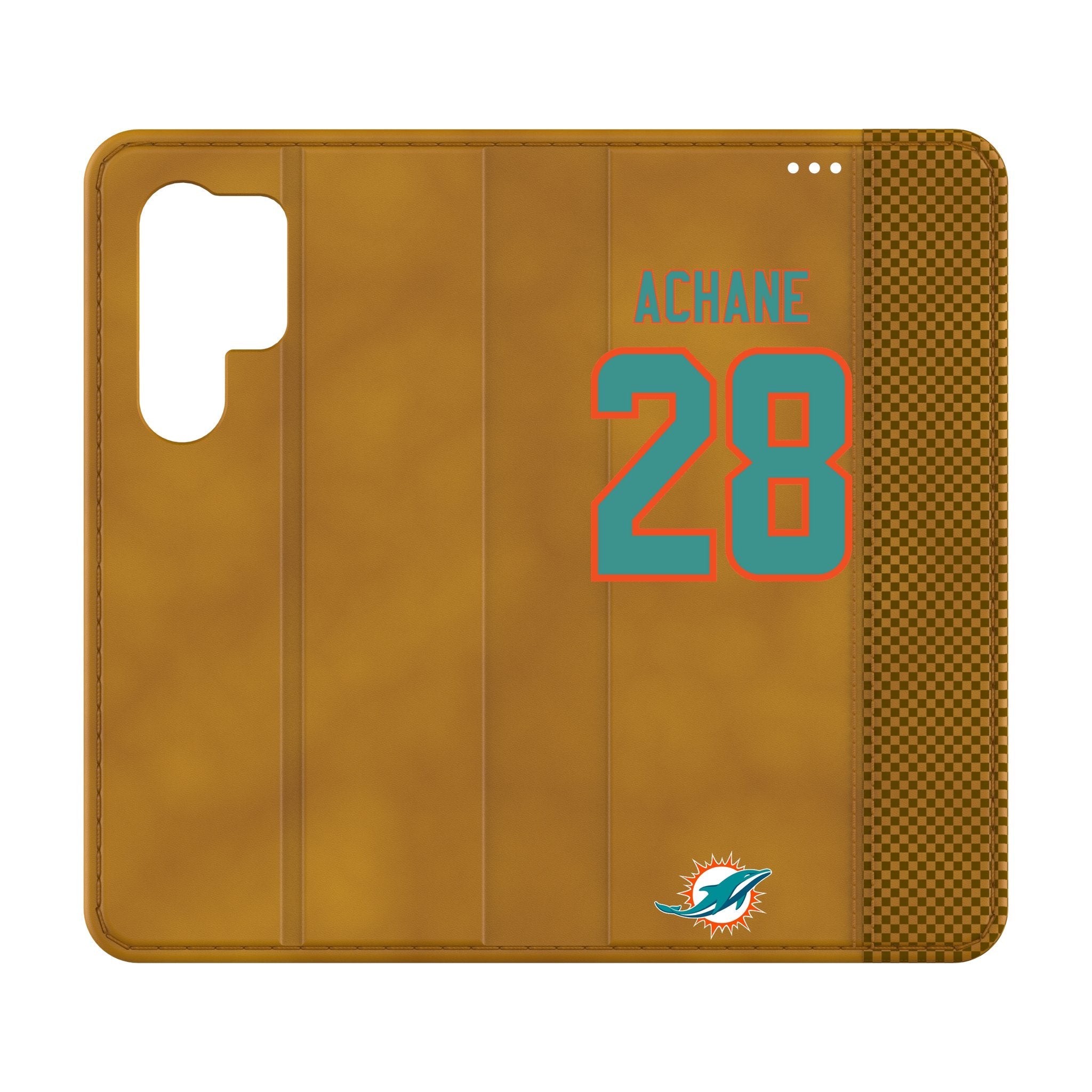 De'Von Achane Miami Dolphins 28 Game Tactic Folio Phone Case for Samsung Galaxy - Sports Gifts, Sports Memorabilia, Sports Collectibles, Fan Shop
