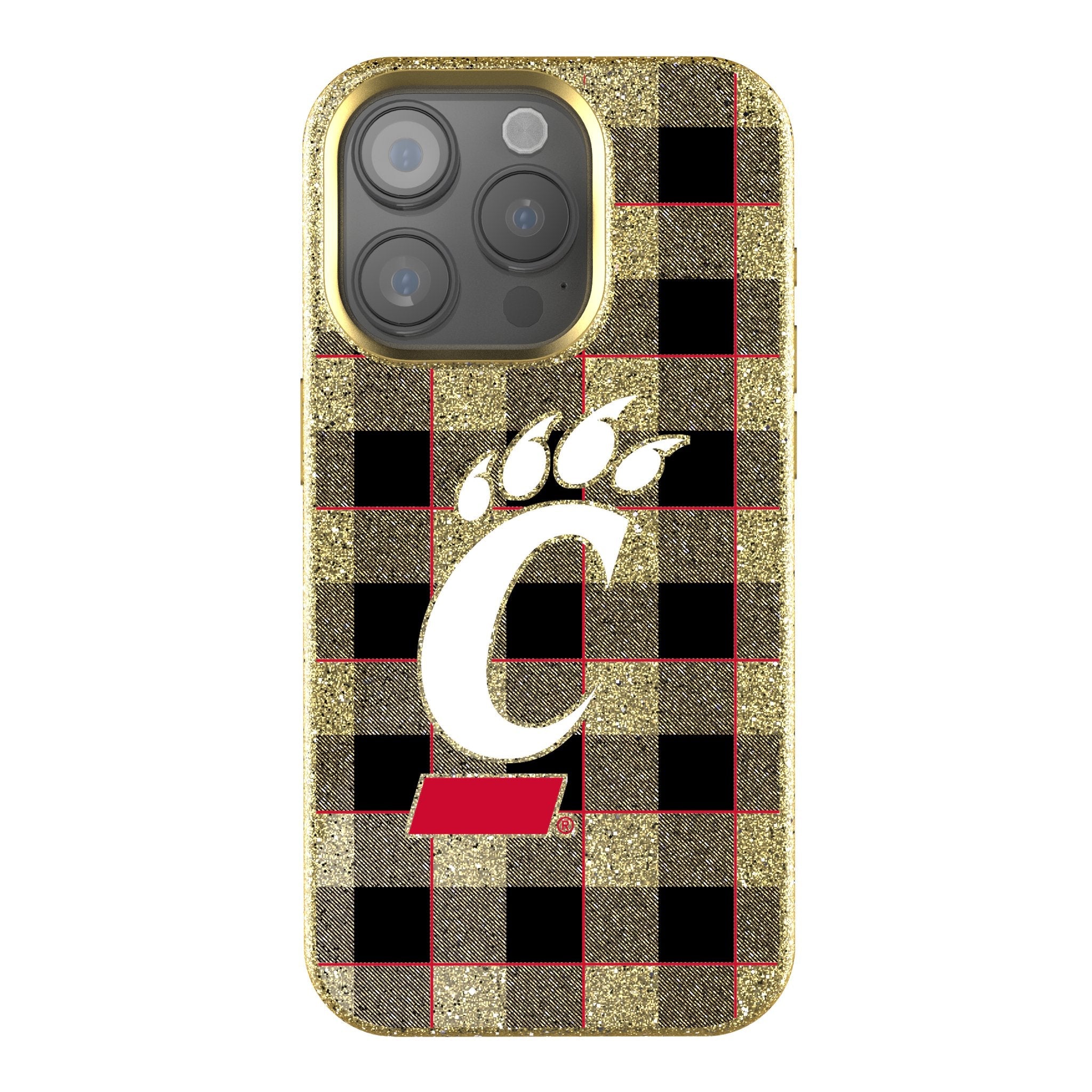 University of Cincinnati Bearcats Plaid Bling Phone Case - Sports Gifts, Sports Memorabilia, Sports Collectibles, Fan Shop