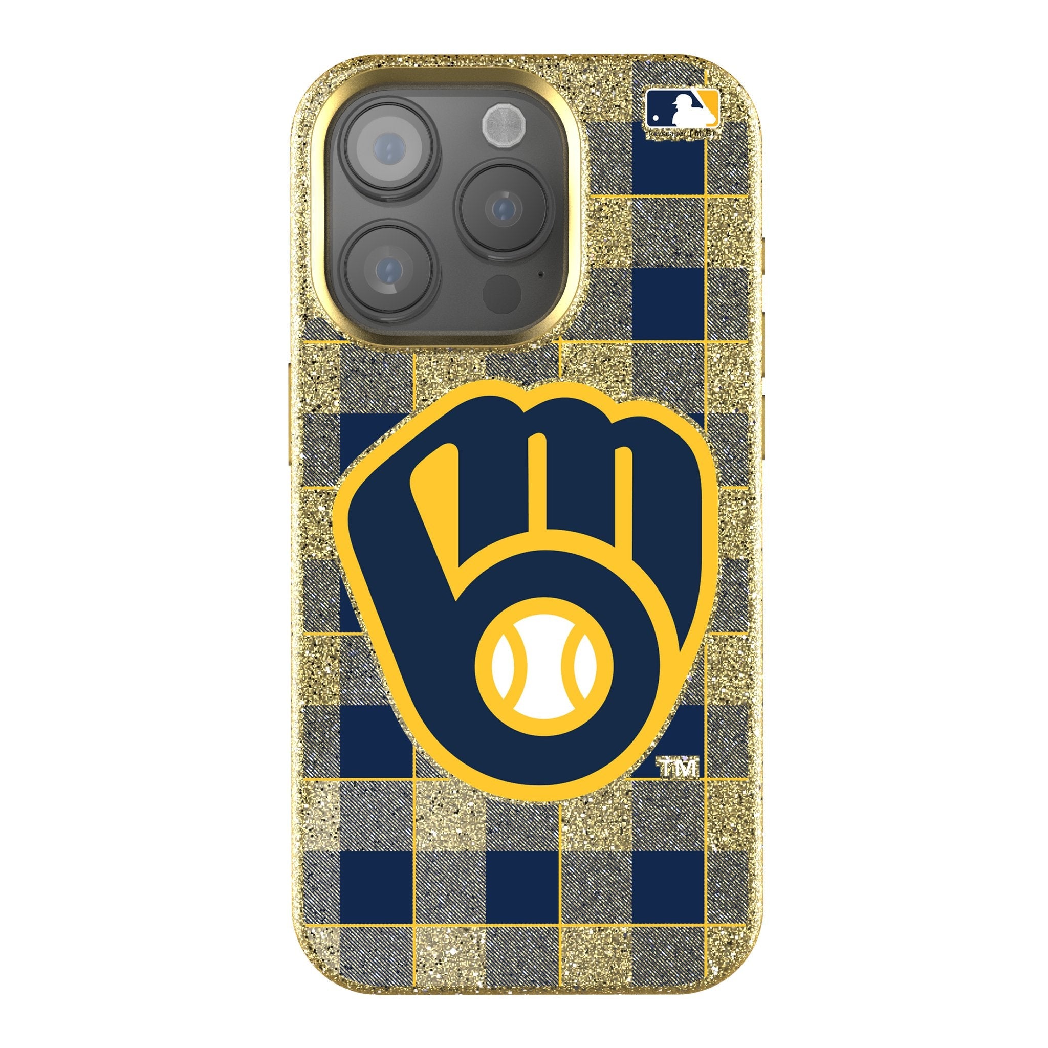 Milwaukee Brewers Plaid Bling Phone Case - Sports Gifts, Sports Memorabilia, Sports Collectibles, Fan Shop