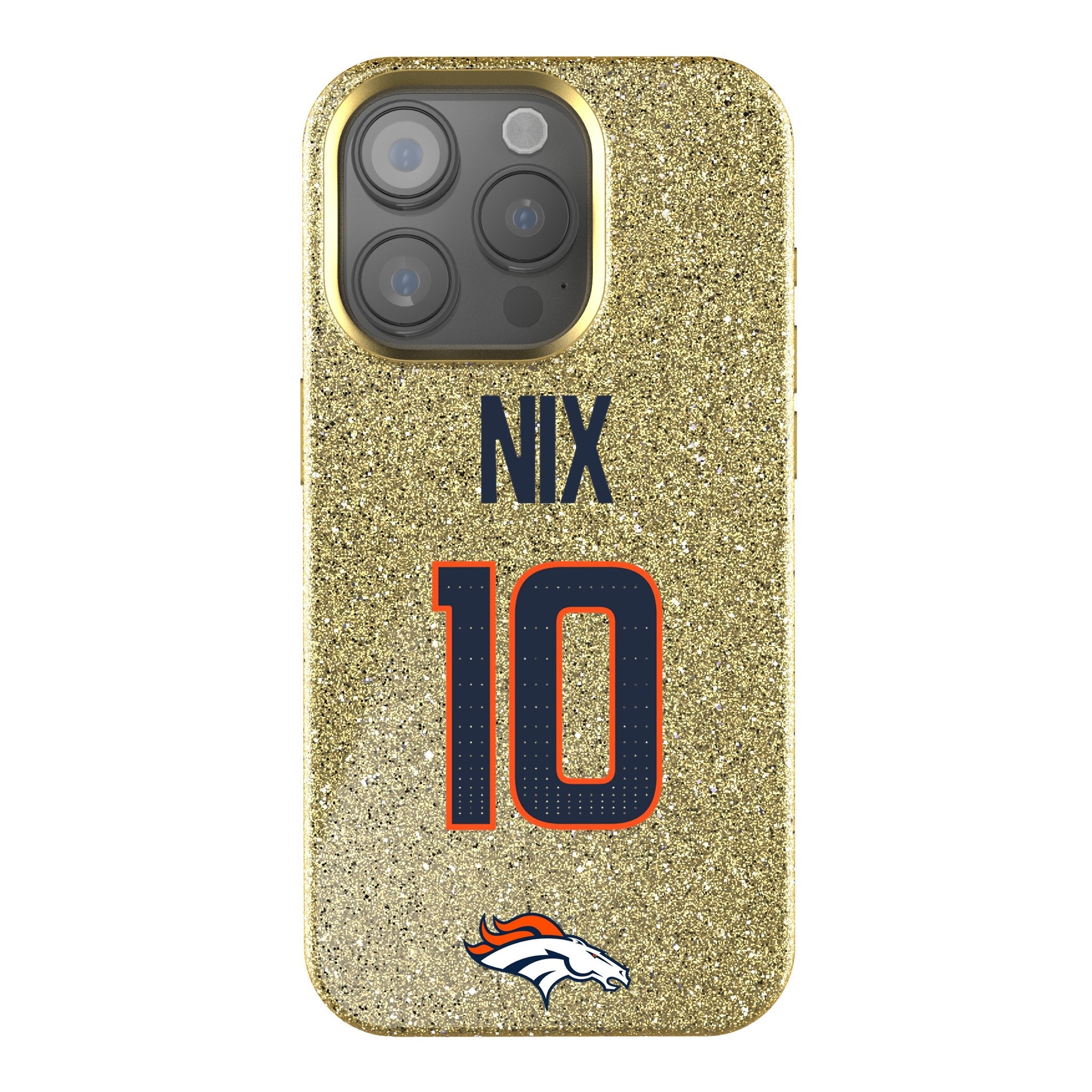 Bo Nix Denver Broncos 10 Game Tactic Bling Phone Case for Apple iPhone - Sports Gifts, Sports Memorabilia, Sports Collectibles, Fan Shop