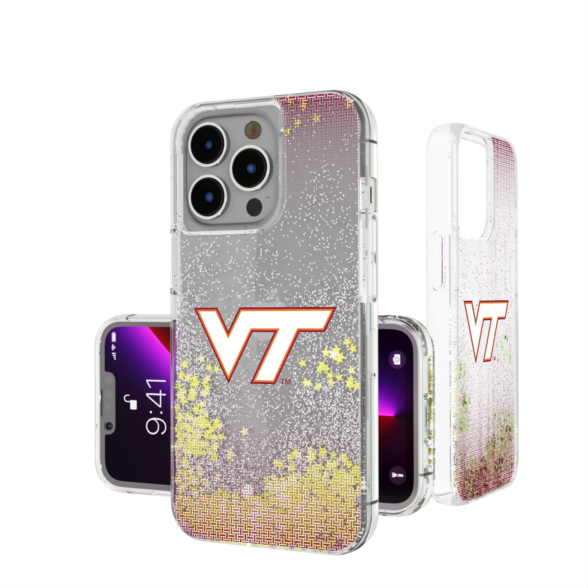 Virginia Tech Hokies Linen Glitter Phone Case - Sports Gifts, Sports Memorabilia, Sports Collectibles, Fan Shop