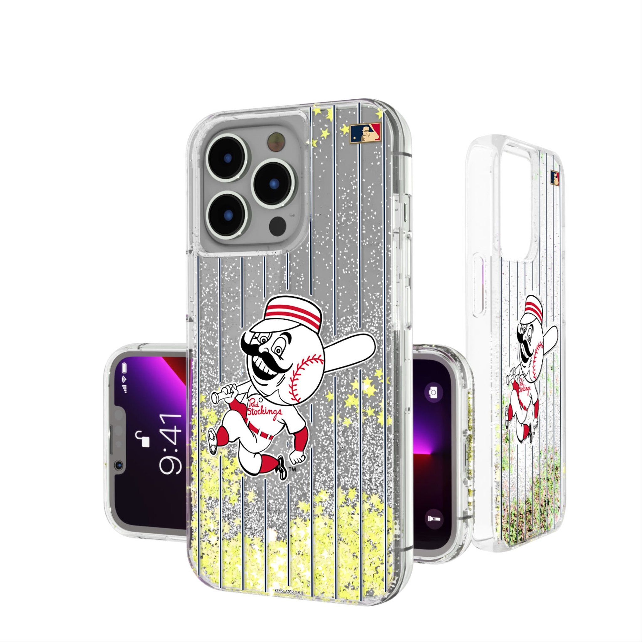 Cincinnati Reds 1953-1967 - Cooperstown Collection Pinstripe Glitter Phone Case - Sports Gifts, Sports Memorabilia, Sports Collectibles, Fan Shop