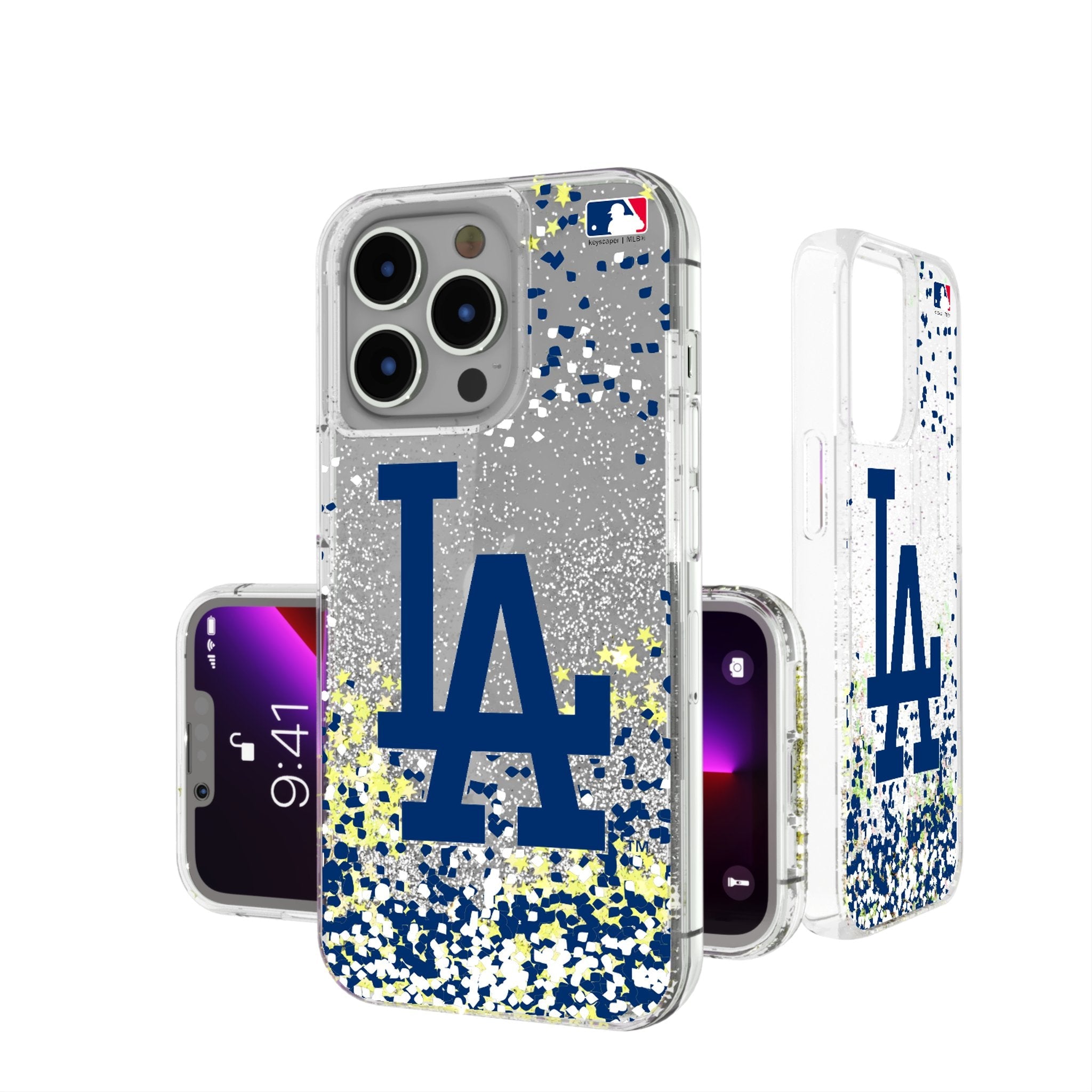 LA Dodgers Confetti Glitter Phone Case for Apple iPhone - Sports Gifts, Sports Memorabilia, Sports Collectibles, Fan Shop