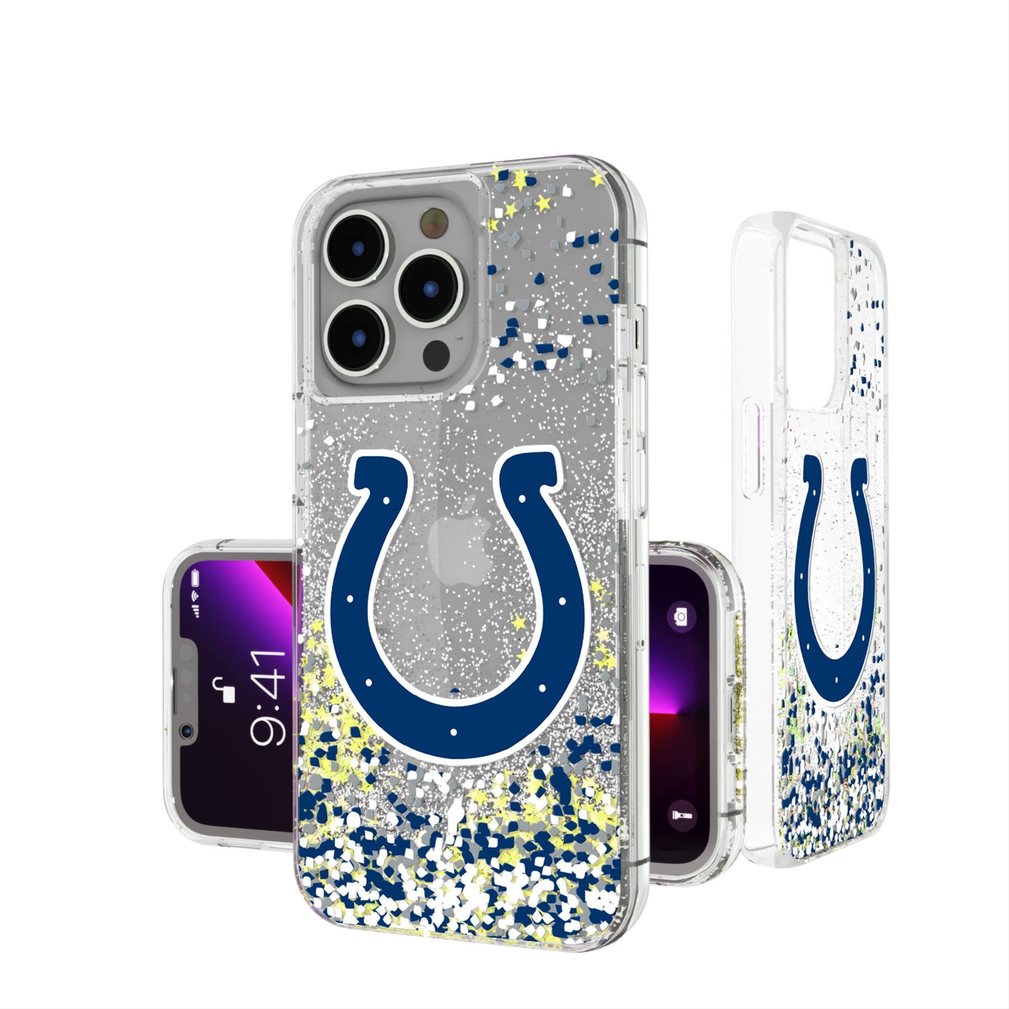 Indianapolis Colts Confetti Glitter Phone Case - Sports Gifts, Sports Memorabilia, Sports Collectibles, Fan Shop