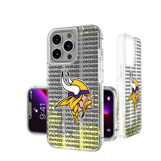 Minnesota Vikings Text Backdrop Glitter Phone Case - Sports Gifts, Sports Memorabilia, Sports Collectibles, Fan Shop