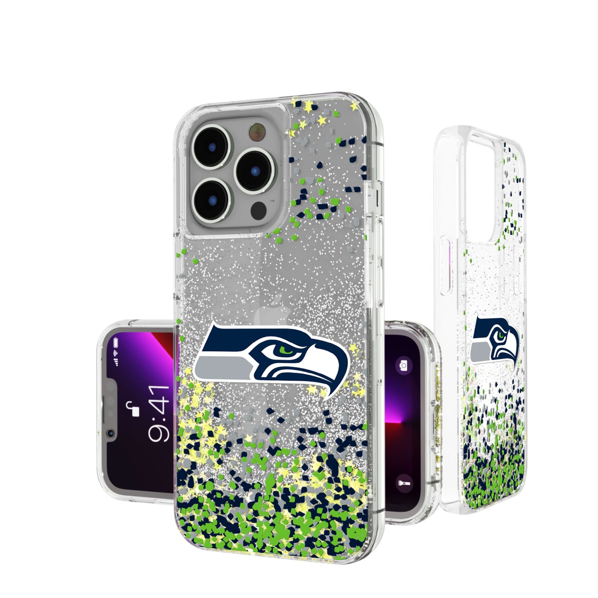 Seattle Seahawks Confetti Glitter Phone Case - Sports Gifts, Sports Memorabilia, Sports Collectibles, Fan Shop