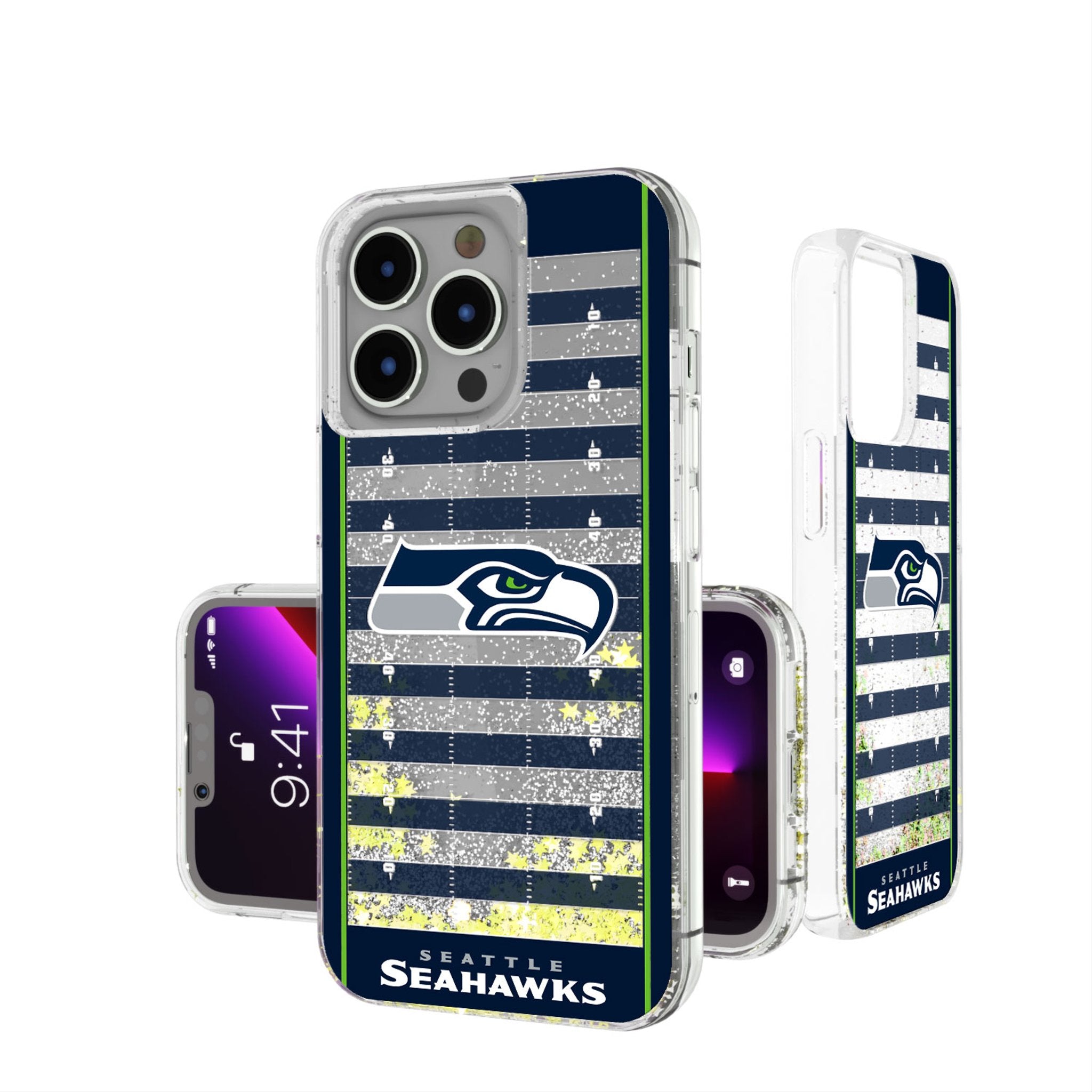 Seattle Seahawks Field Glitter Phone Case - Sports Gifts, Sports Memorabilia, Sports Collectibles, Fan Shop