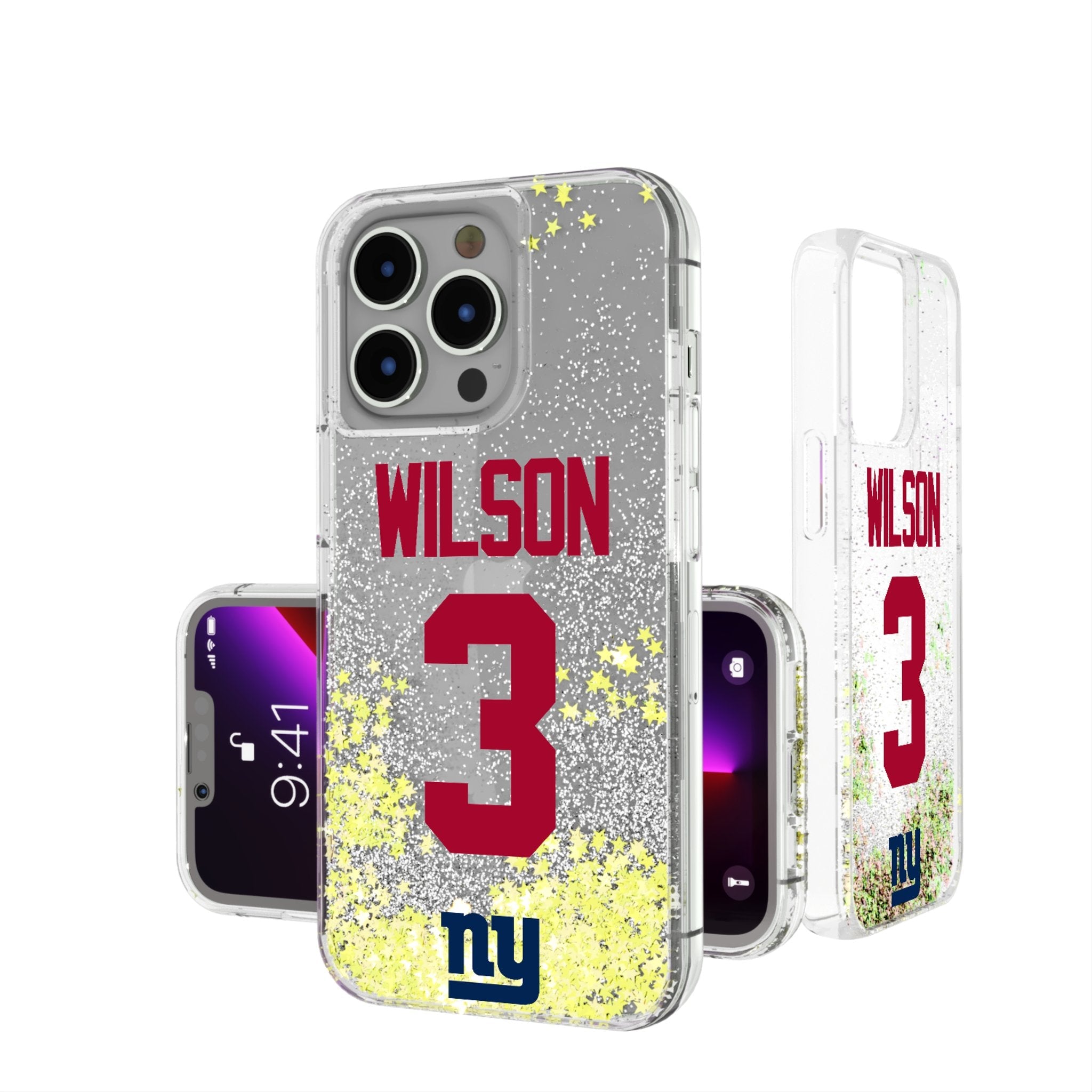 Russell Wilson New York Giants 3 Game Tactic Glitter Phone Case for Apple iPhone - Sports Gifts, Sports Memorabilia, Sports Collectibles, Fan Shop