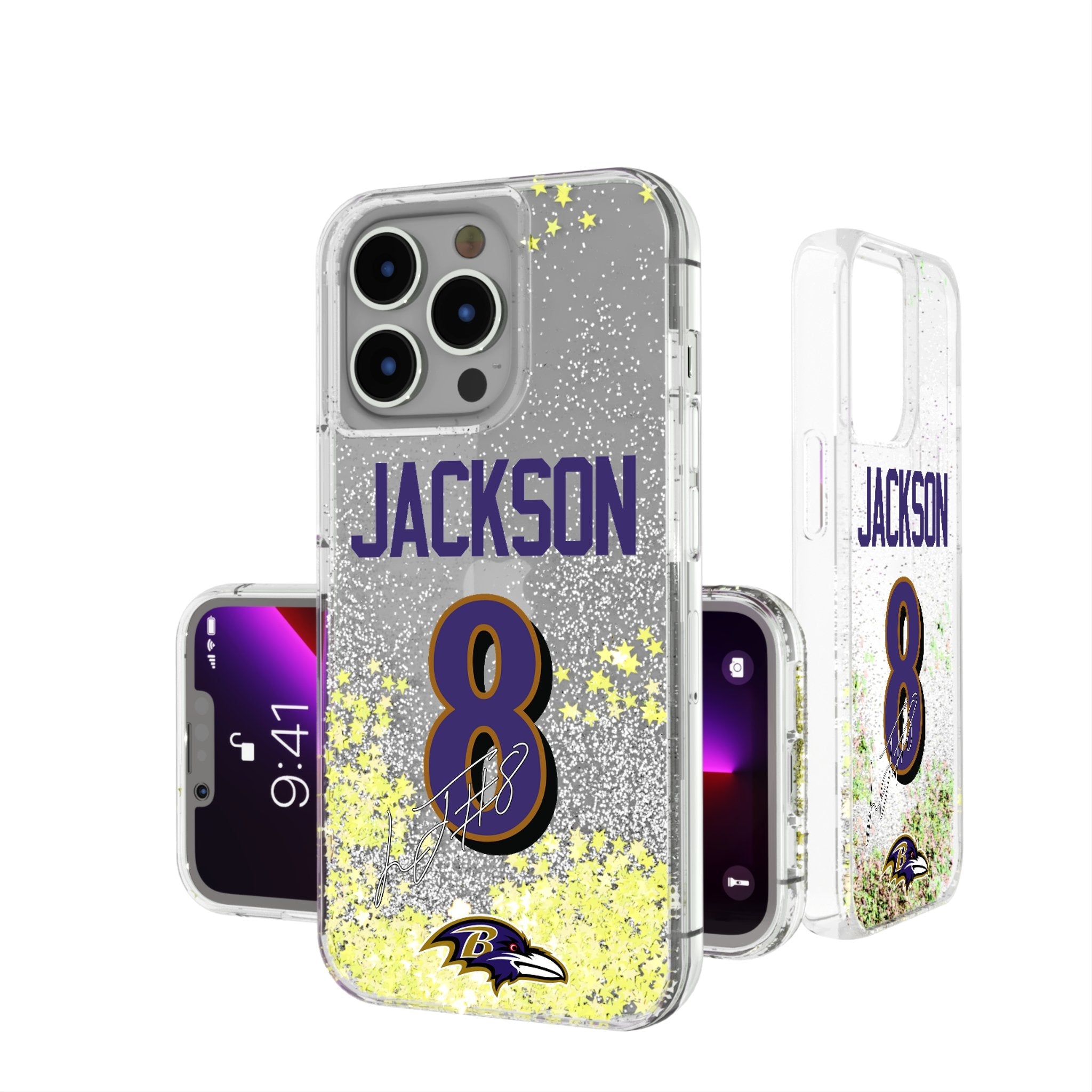 Lamar Jackson Baltimore Ravens 8 Ready Glitter Phone Case - Sports Gifts, Sports Memorabilia, Sports Collectibles, Fan Shop