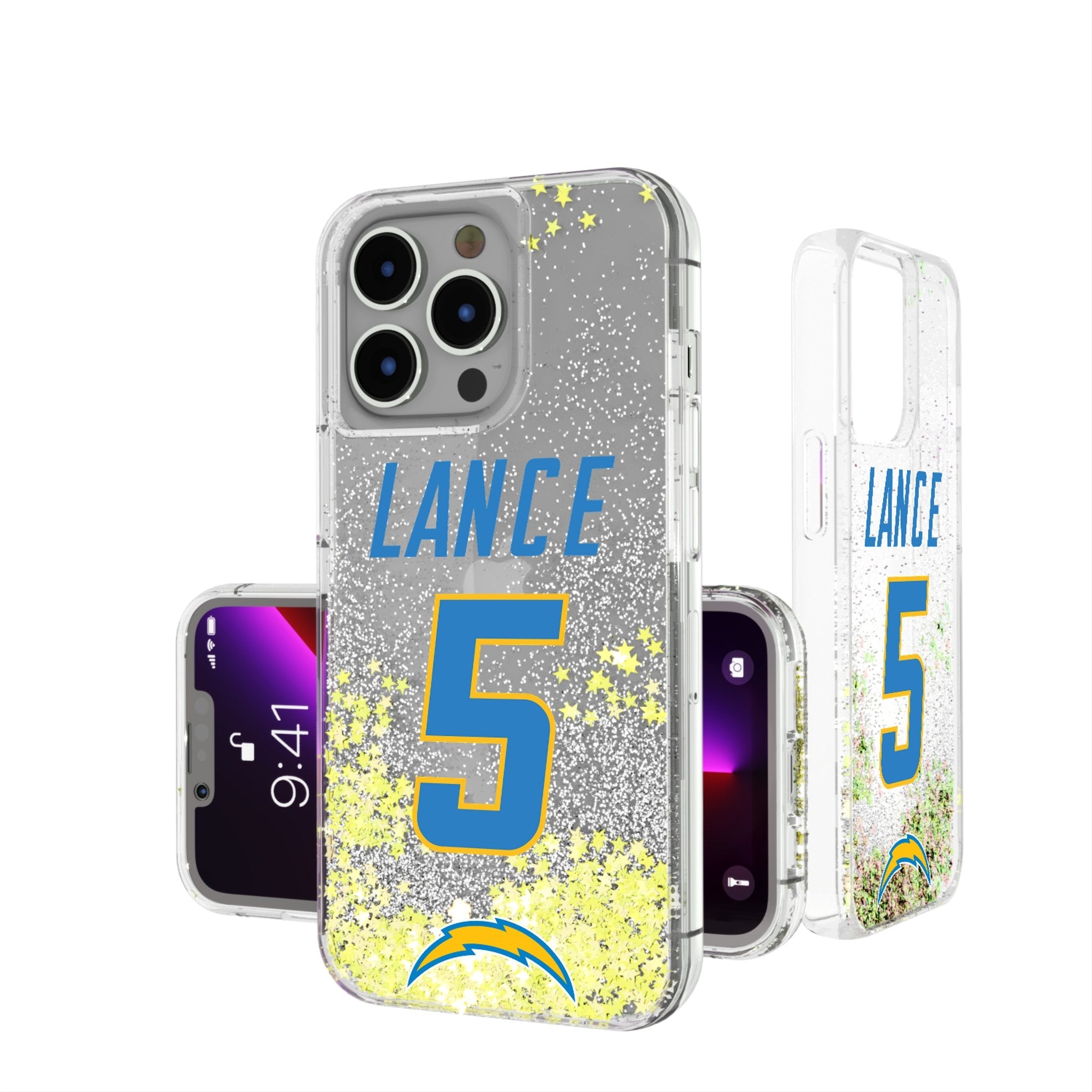 Trey Lance Los Angeles Chargers 5 Game Tactic Glitter Phone Case for Apple iPhone - Sports Gifts, Sports Memorabilia, Sports Collectibles, Fan Shop