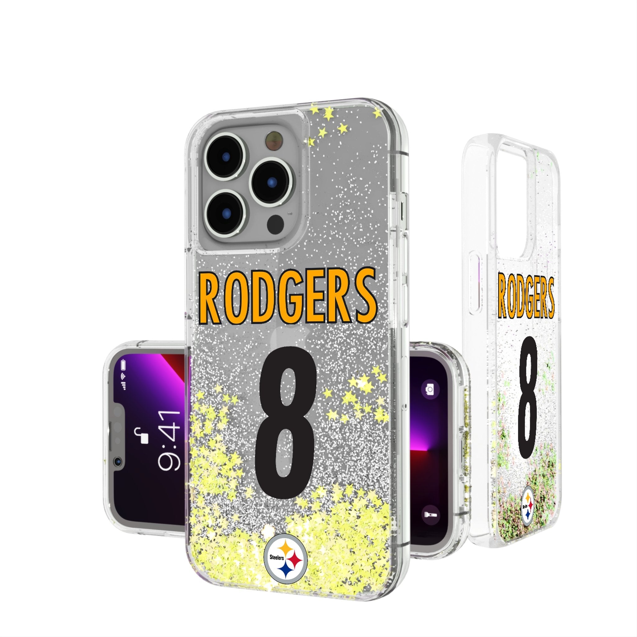 Aaron Rodgers Pittsburgh Steelers 8 Game Tactic Glitter Phone Case for Apple iPhone - Sports Gifts, Sports Memorabilia, Sports Collectibles, Fan Shop