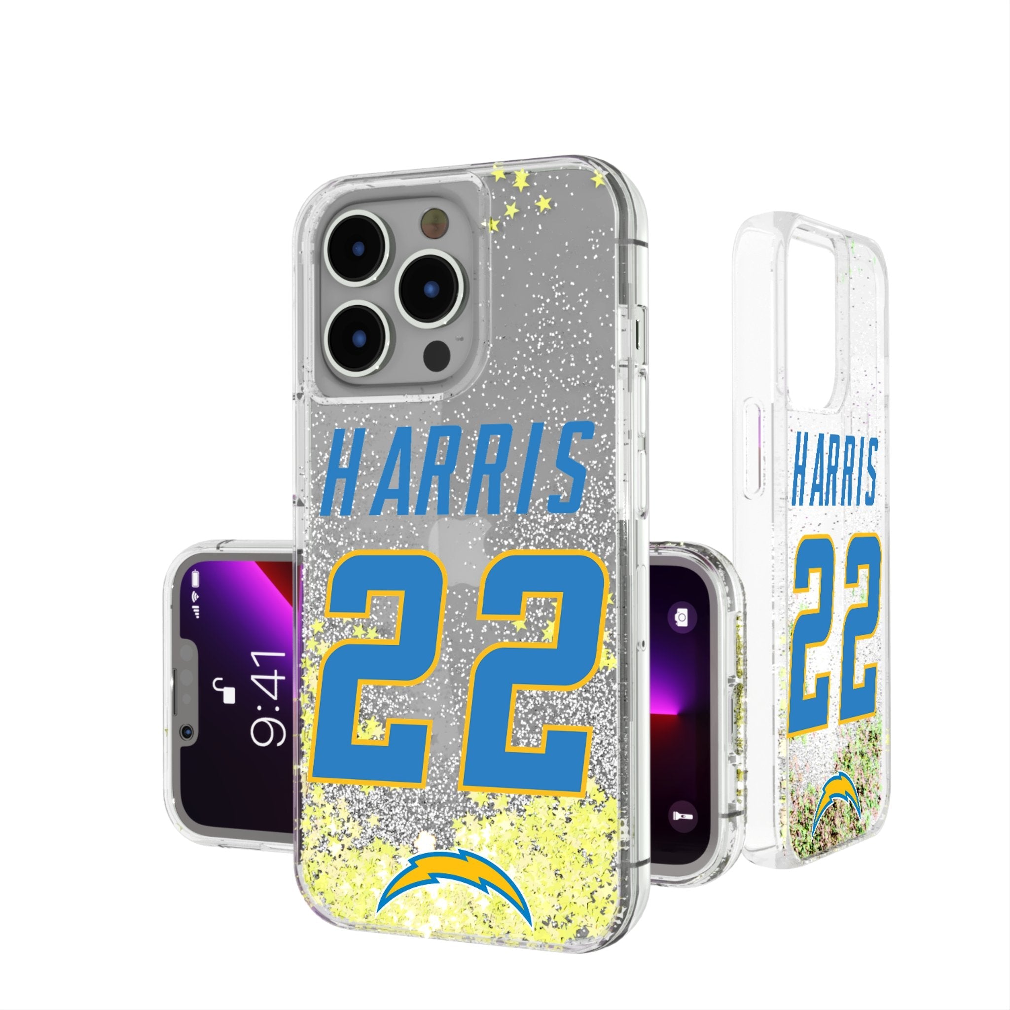 Najee Harris Los Angeles Chargers 22 Game Tactic Glitter Phone Case for Apple iPhone - Sports Gifts, Sports Memorabilia, Sports Collectibles, Fan Shop
