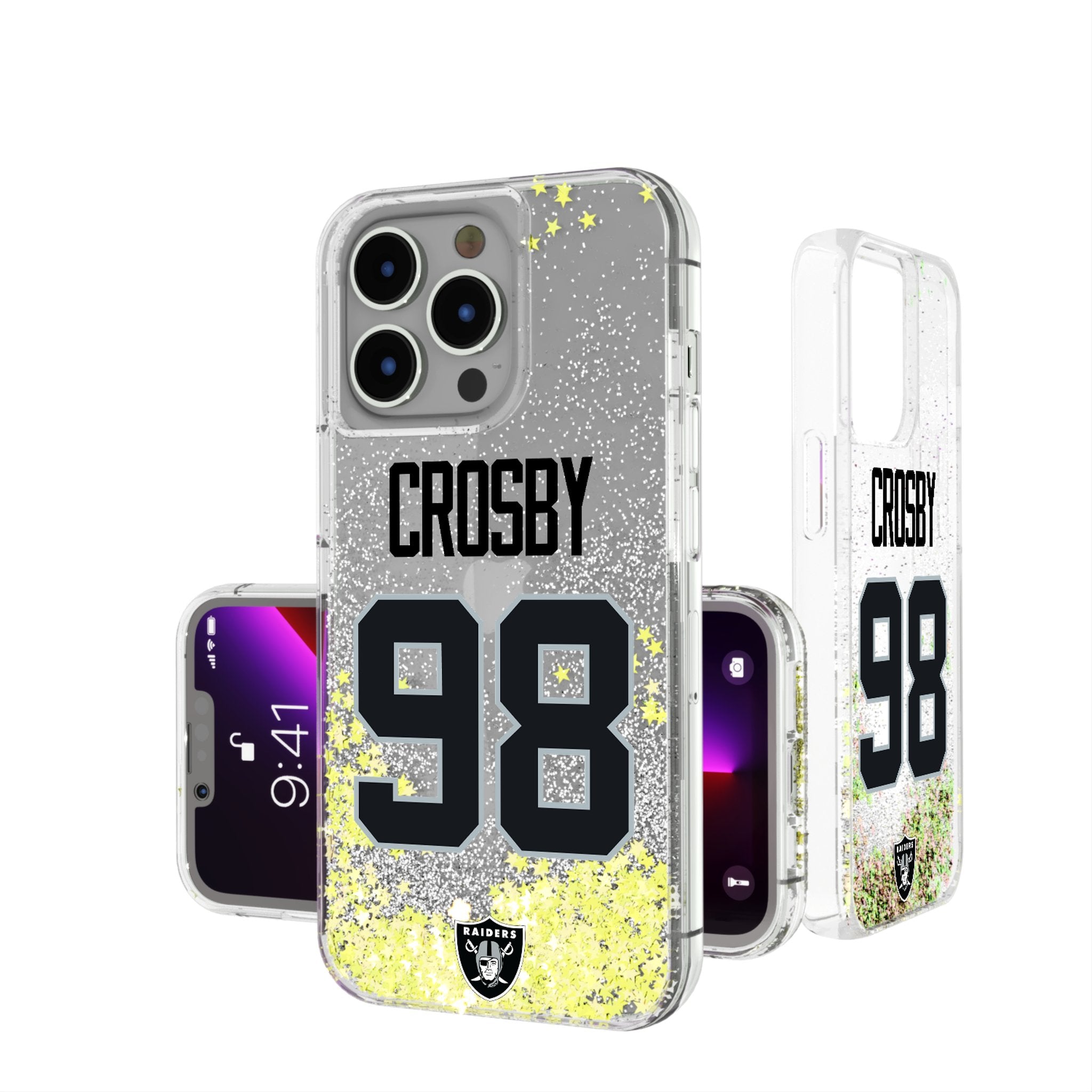 Maxx Crosby Las Vegas Raiders 98 Ready Glitter Phone Case - Sports Gifts, Sports Memorabilia, Sports Collectibles, Fan Shop
