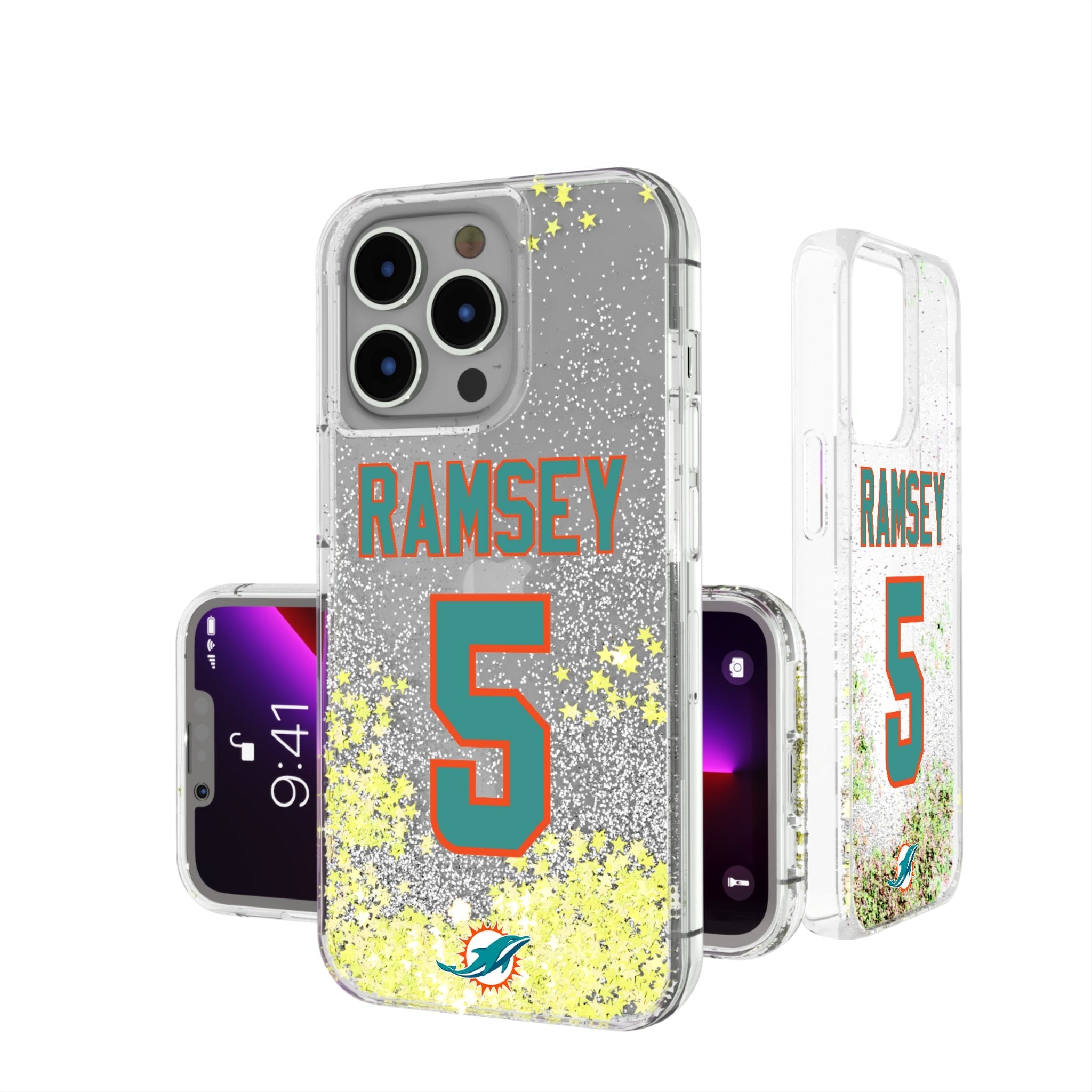 Jalen Ramsey Miami Dolphins 5 Ready Glitter Phone Case - Sports Gifts, Sports Memorabilia, Sports Collectibles, Fan Shop