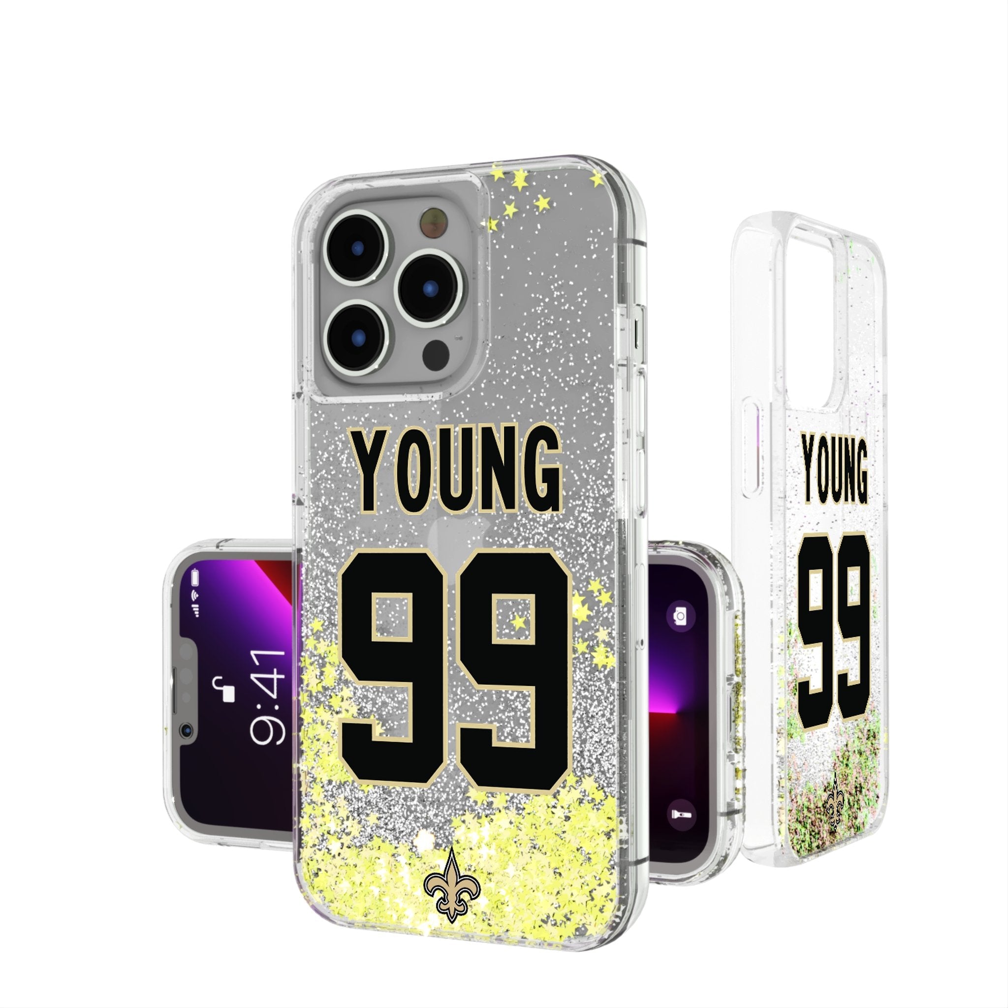 Chase Young New Orleans Saints 99 Ready Glitter Phone Case - Sports Gifts, Sports Memorabilia, Sports Collectibles, Fan Shop