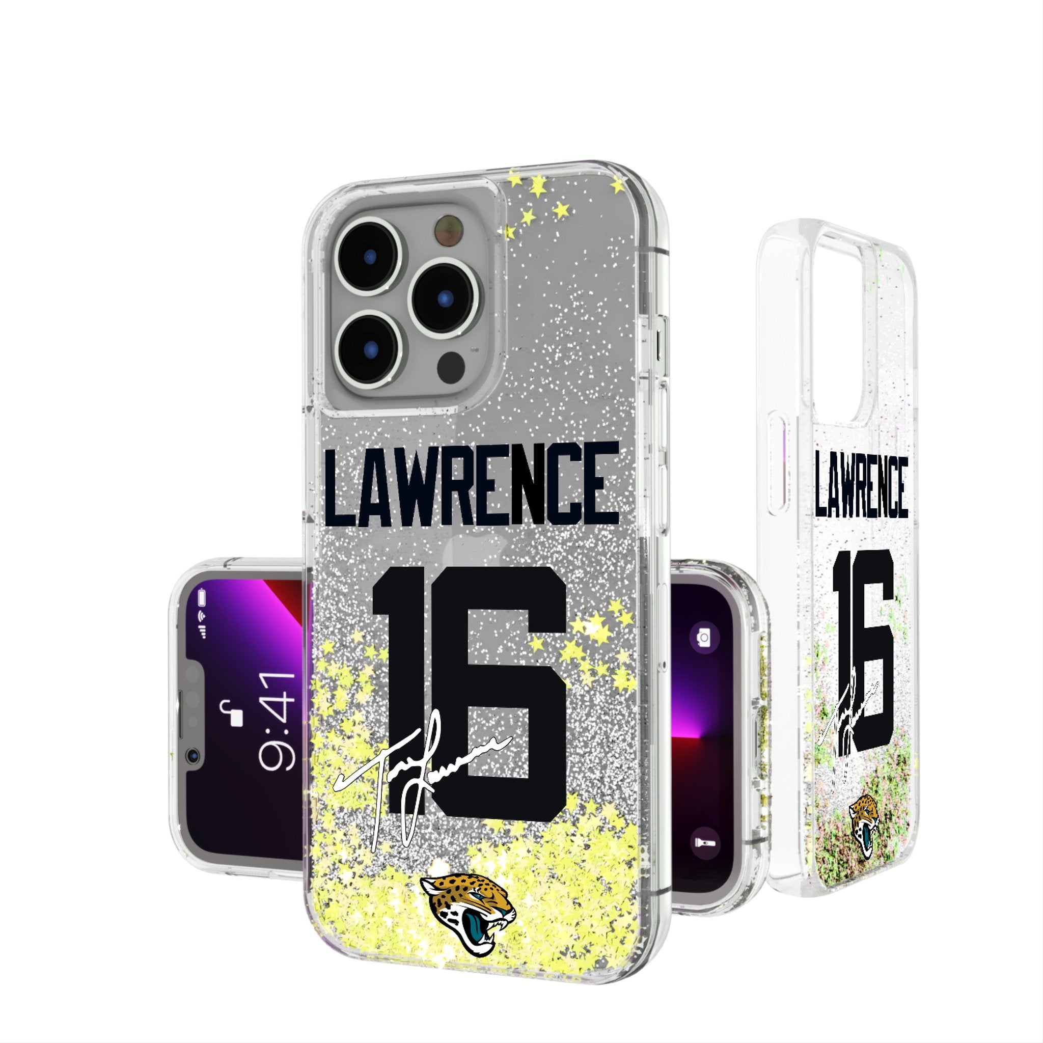 Trevor Lawrence Jacksonville Jaguars 16 Ready Glitter Phone Case - Sports Gifts, Sports Memorabilia, Sports Collectibles, Fan Shop