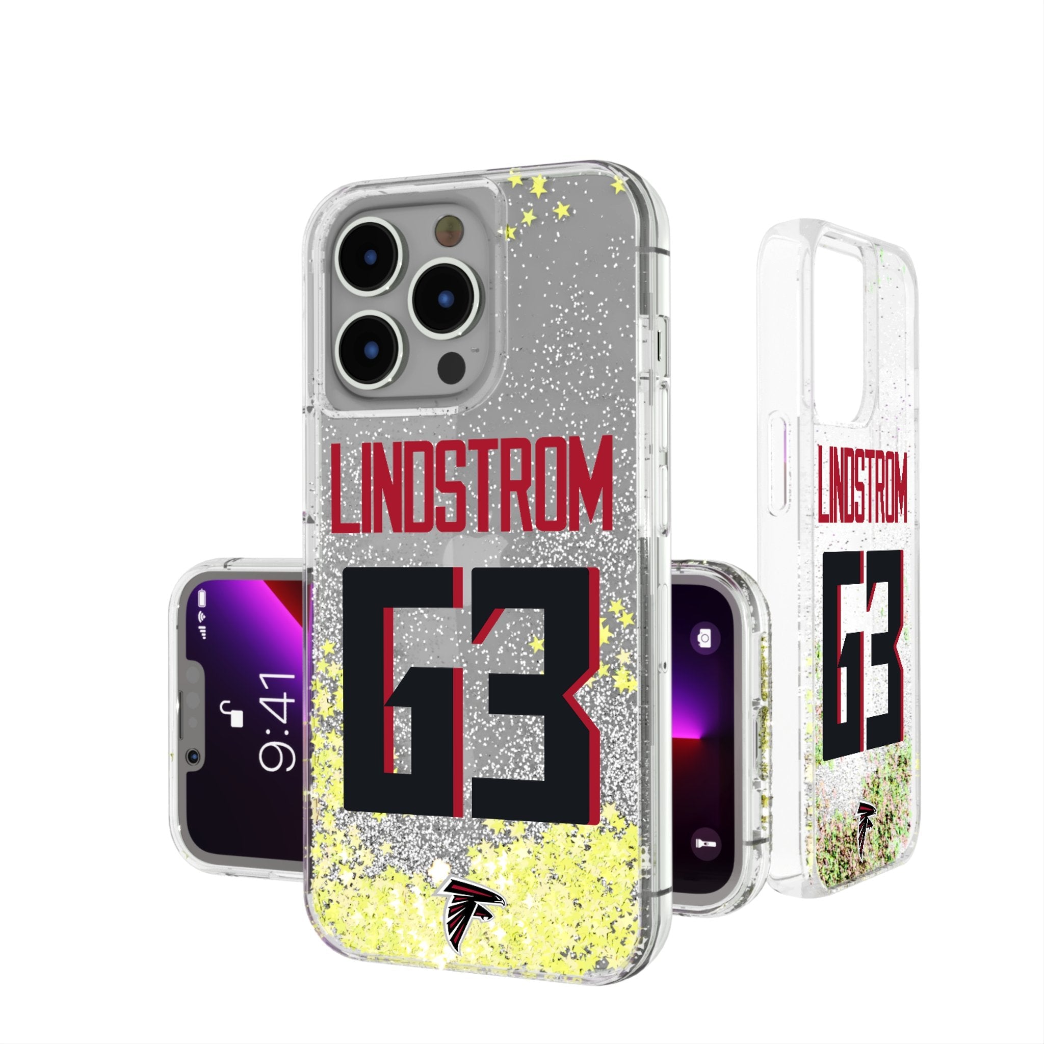 Chris Lindstrom Atlanta Falcons 63 Ready Glitter Phone Case - Sports Gifts, Sports Memorabilia, Sports Collectibles, Fan Shop