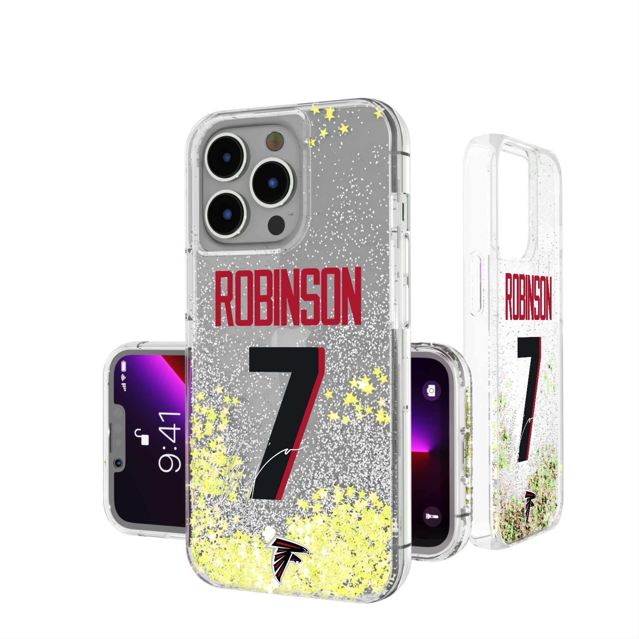Bijan Robinson Atlanta Falcons 7 Ready Glitter Phone Case - Sports Gifts, Sports Memorabilia, Sports Collectibles, Fan Shop