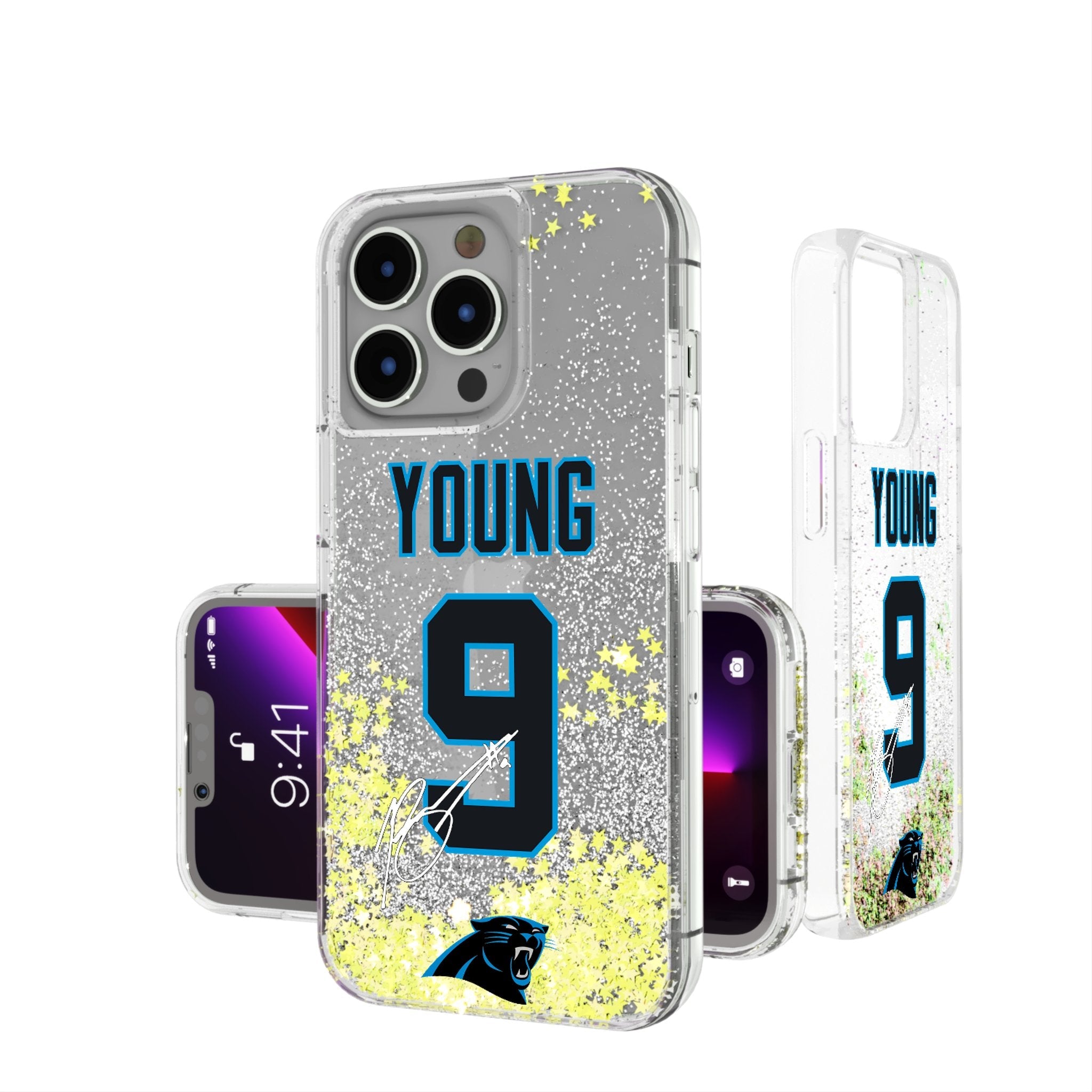 Bryce Young Carolina Panthers 9 Ready Glitter Phone Case - Sports Gifts, Sports Memorabilia, Sports Collectibles, Fan Shop