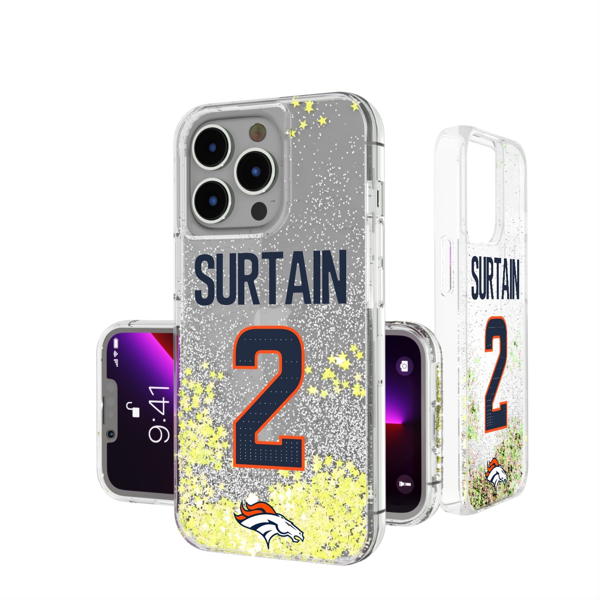 Pat Surtain II Denver Broncos 2 Game Tactic Glitter Phone Case for Apple iPhone - Sports Gifts, Sports Memorabilia, Sports Collectibles, Fan Shop