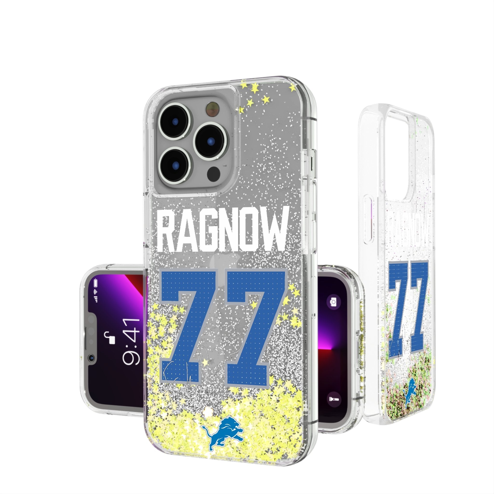 Frank Ragnow Detroit Lions 77 Ready Glitter Phone Case - Sports Gifts, Sports Memorabilia, Sports Collectibles, Fan Shop