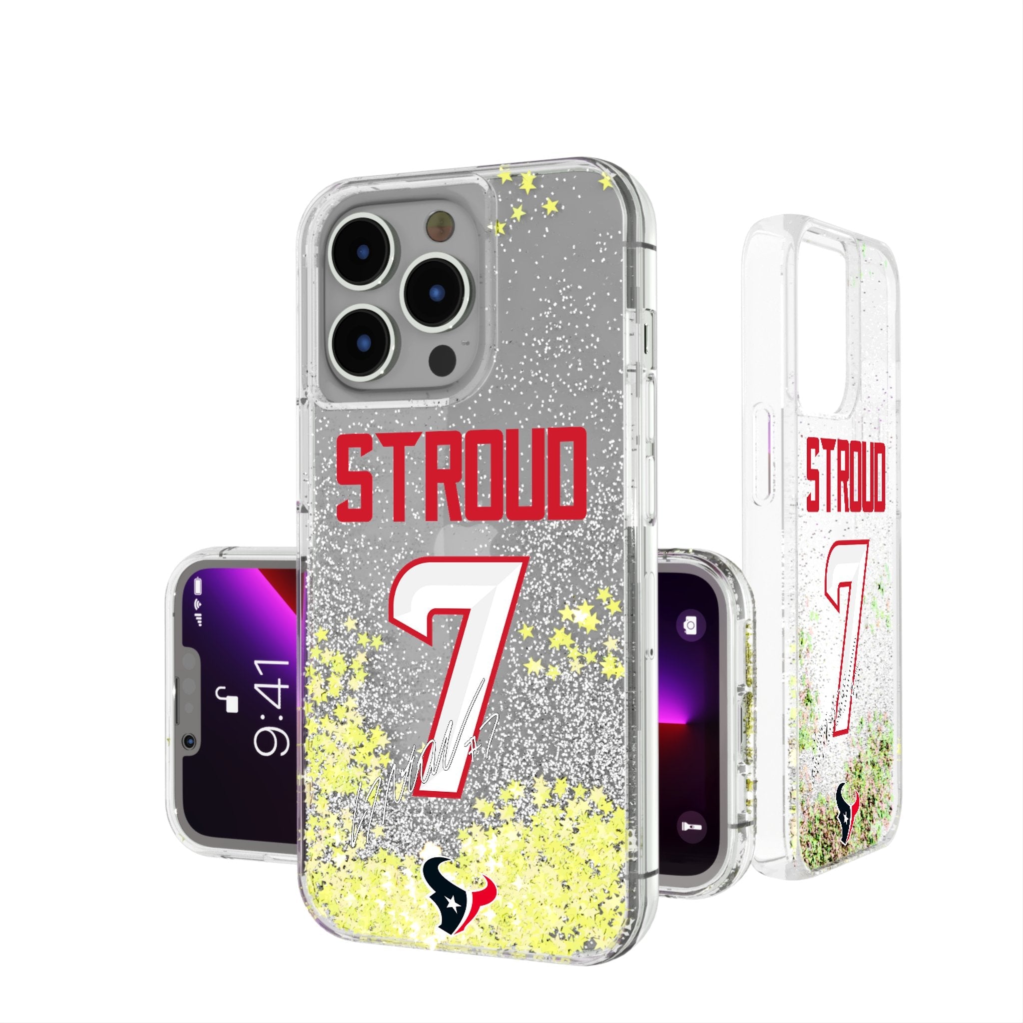 C.J. Stroud Houston Texans 7 Ready Glitter Phone Case - Sports Gifts, Sports Memorabilia, Sports Collectibles, Fan Shop