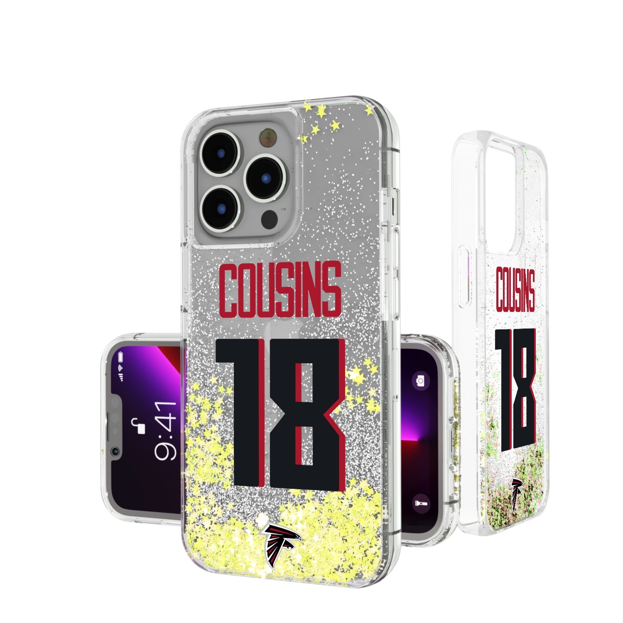 Kirk Cousins Atlanta Falcons 18 Ready Glitter Phone Case - Sports Gifts, Sports Memorabilia, Sports Collectibles, Fan Shop
