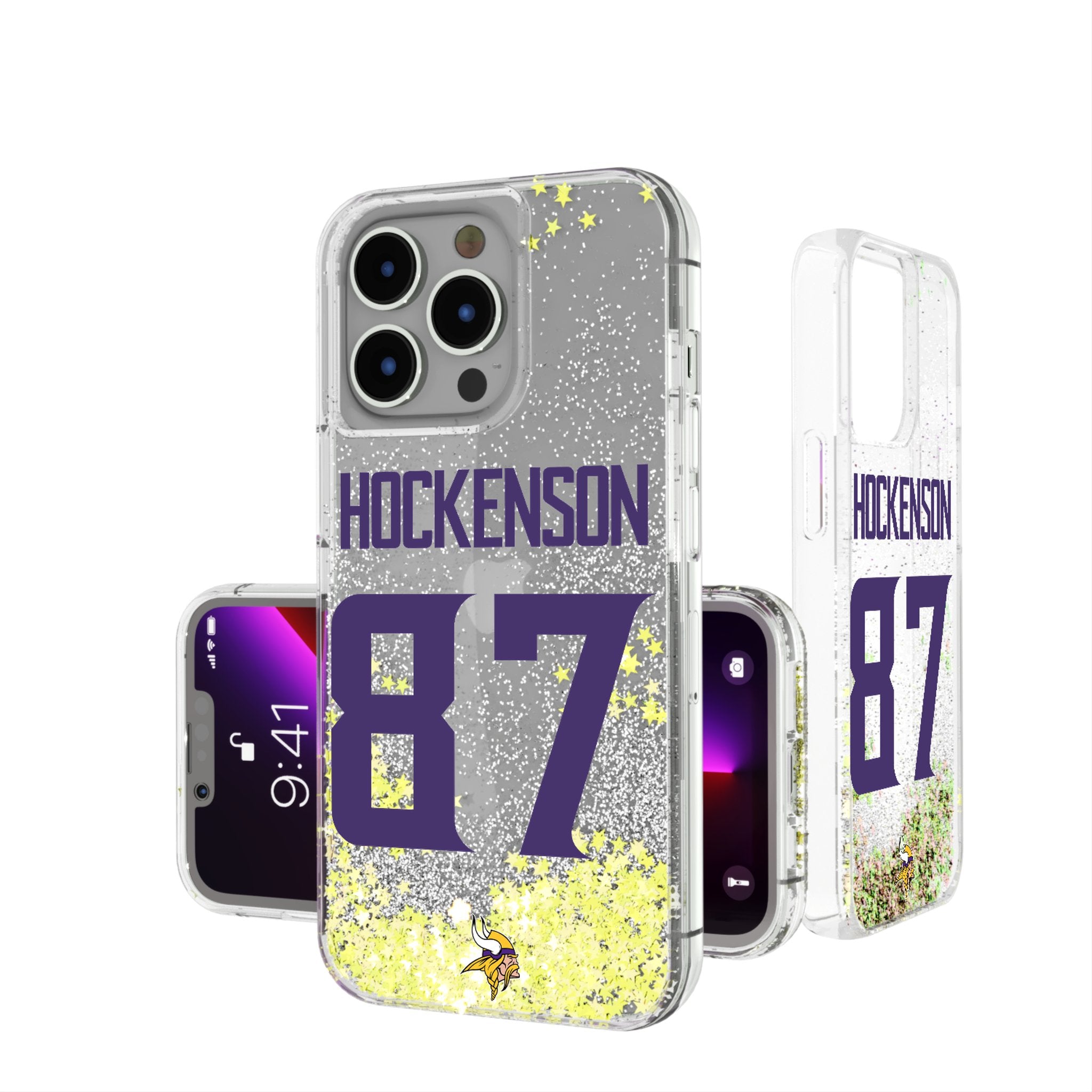 T.J. Hockenson Minnesota Vikings 87 Ready Glitter Phone Case - Sports Gifts, Sports Memorabilia, Sports Collectibles, Fan Shop