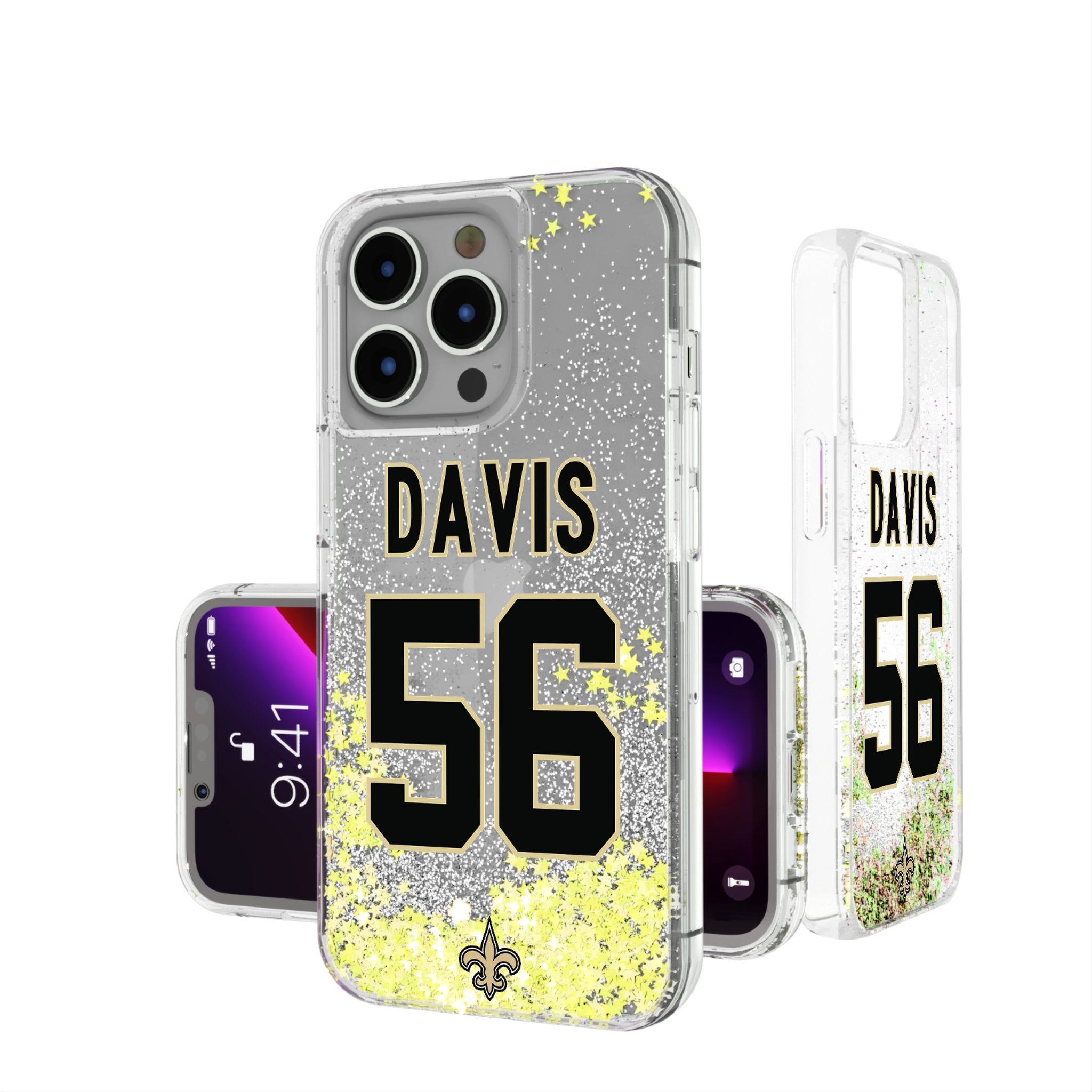 Demario Davis New Orleans Saints 56 Ready Glitter Phone Case - Sports Gifts, Sports Memorabilia, Sports Collectibles, Fan Shop