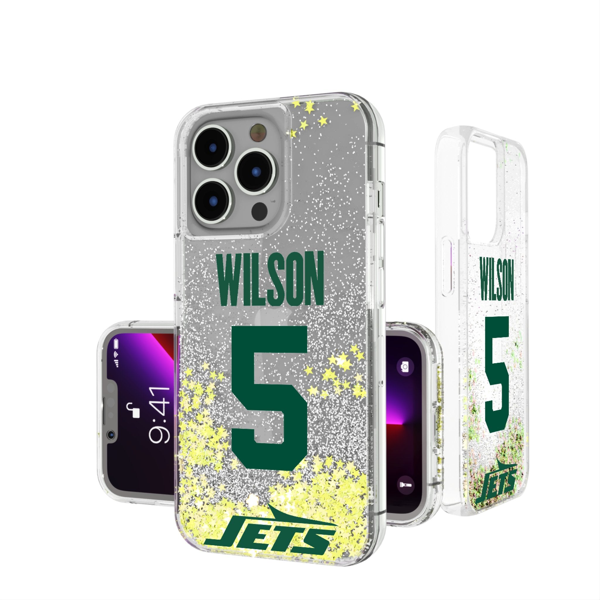 Garrett Wilson New York Jets 5 Ready Glitter Phone Case - Sports Gifts, Sports Memorabilia, Sports Collectibles, Fan Shop